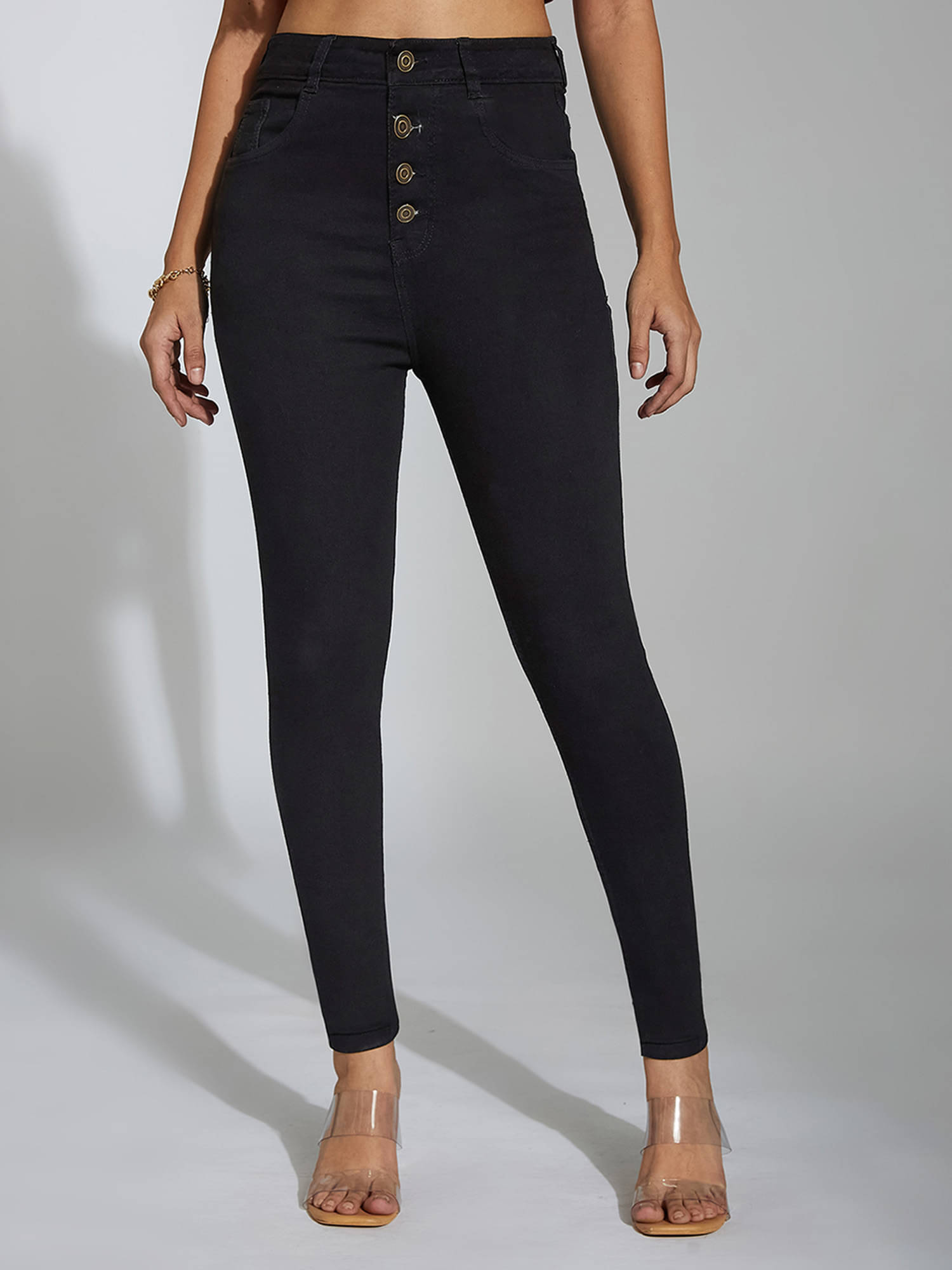     			Miss Chase Women's Skinny Fit High-Rise Jeans ( Black )
