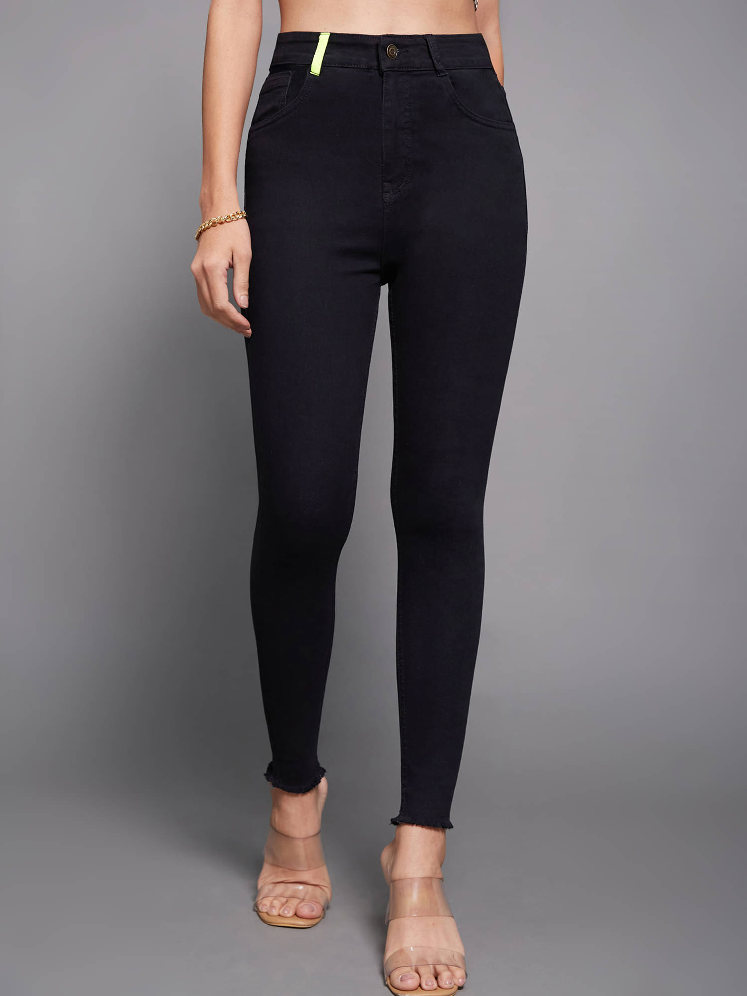     			Miss Chase Women's Skinny Fit High-Rise Jeans ( Black )