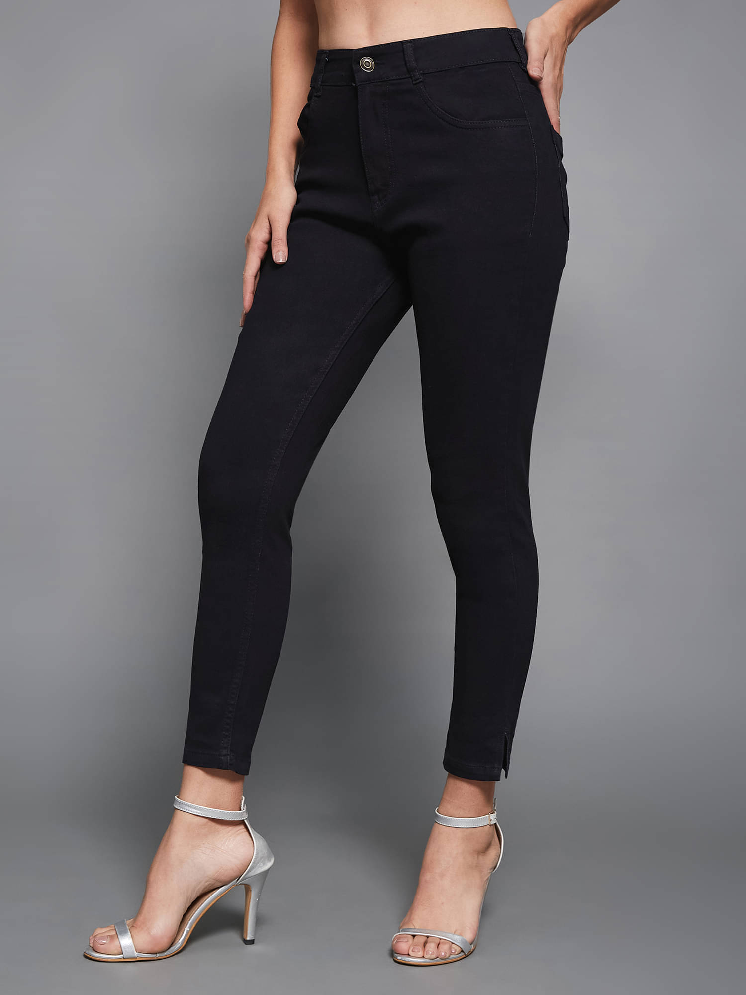     			Miss Chase Women's Skinny Fit High-Rise Jeans ( Black )