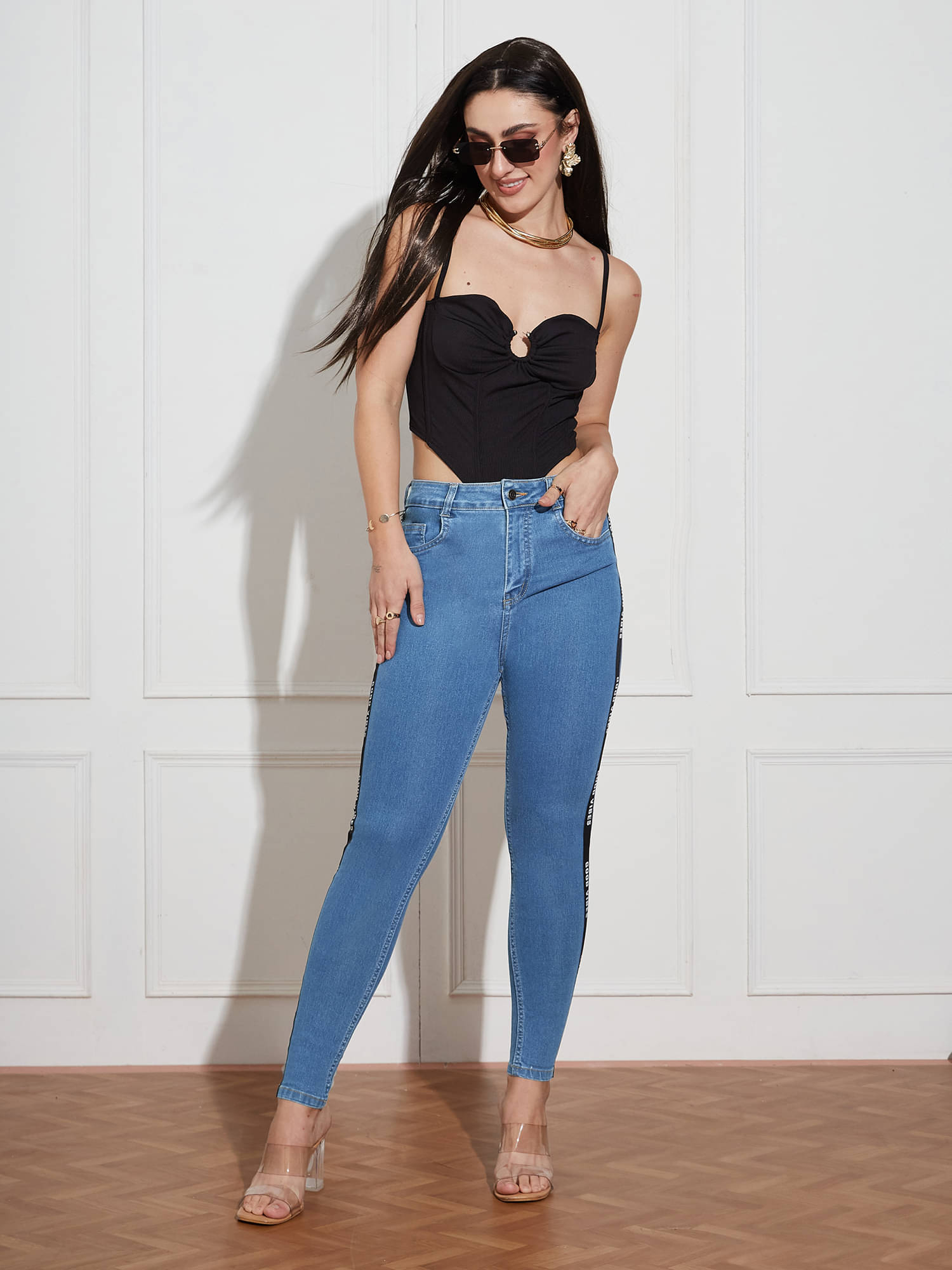     			Miss Chase Women's Skinny Fit High-Rise Jeans ( Blue )