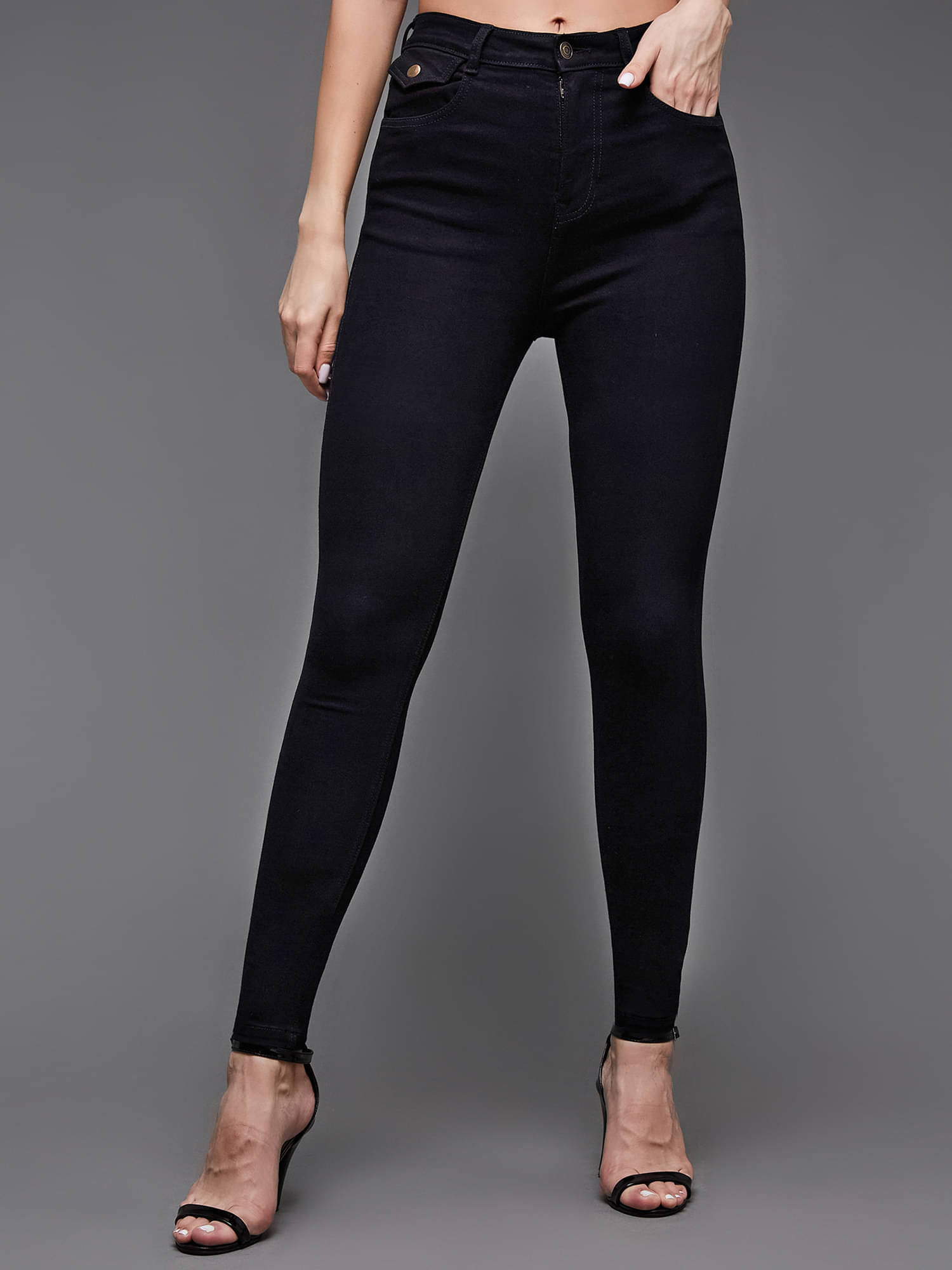     			Miss Chase Women's Skinny Fit High-Rise Jeans ( Black )