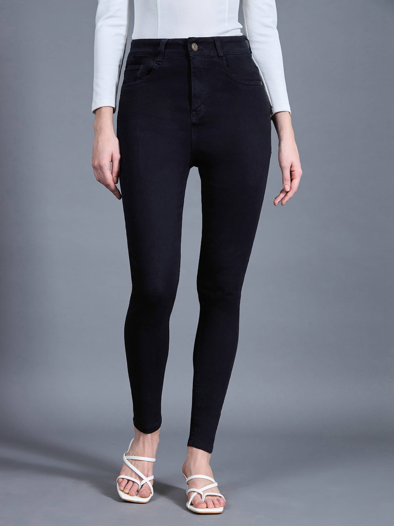     			Miss Chase Women's Skinny Fit High-Rise Jeans ( Black )