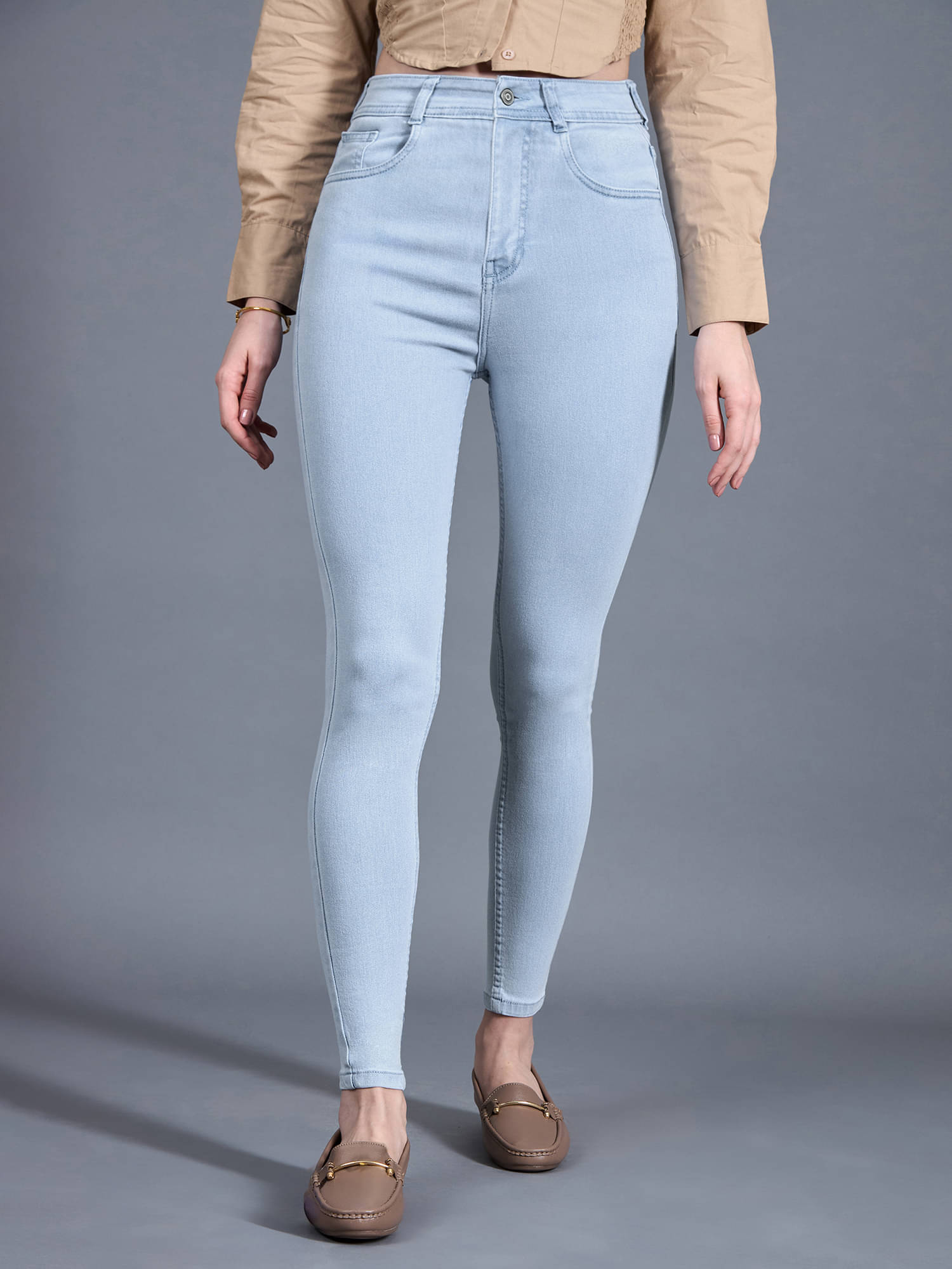     			Miss Chase Women's Skinny Fit High-Rise Jeans ( Light Blue )