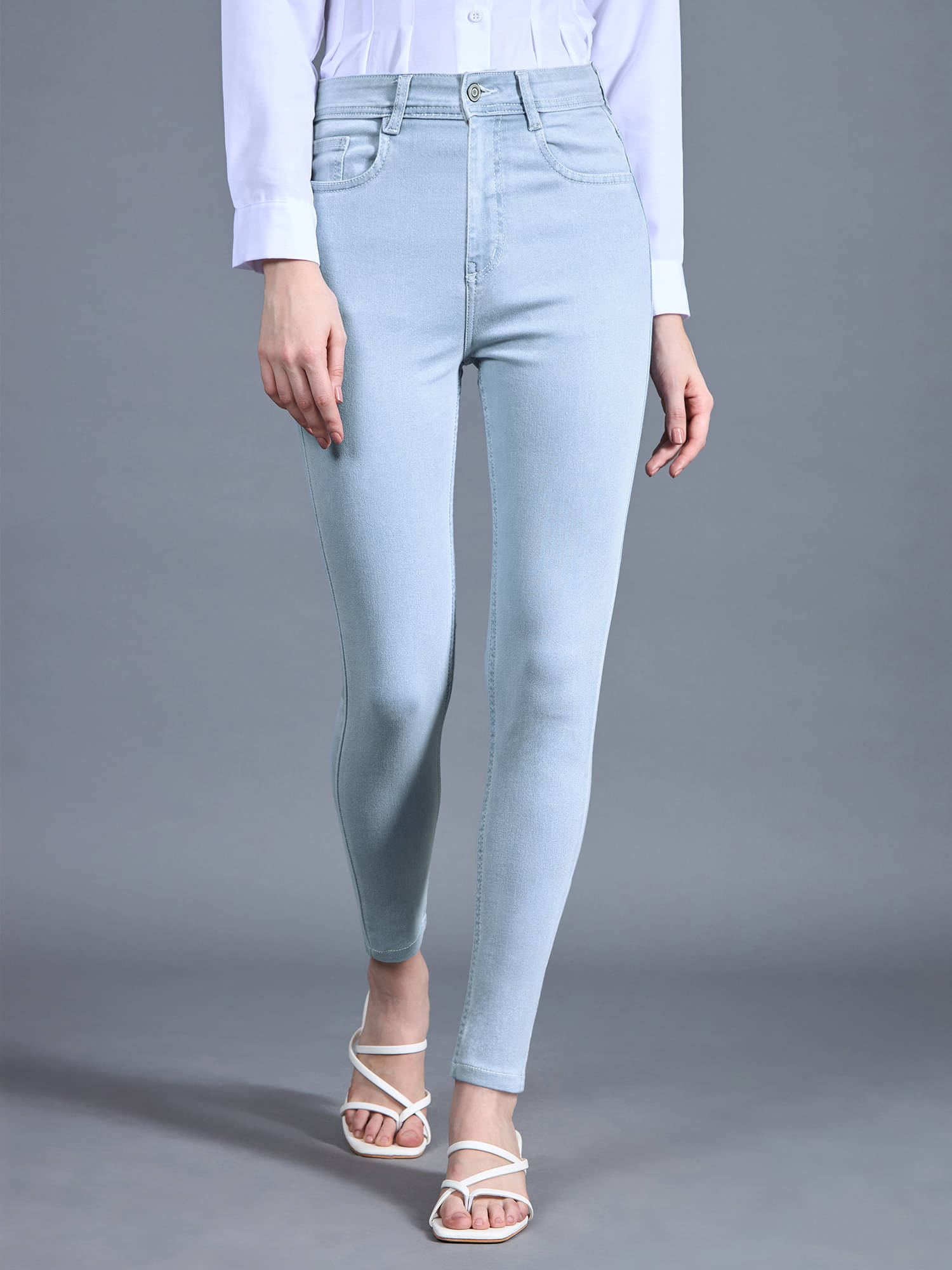     			Miss Chase Women's Skinny Fit High-Rise Jeans ( Light Blue )
