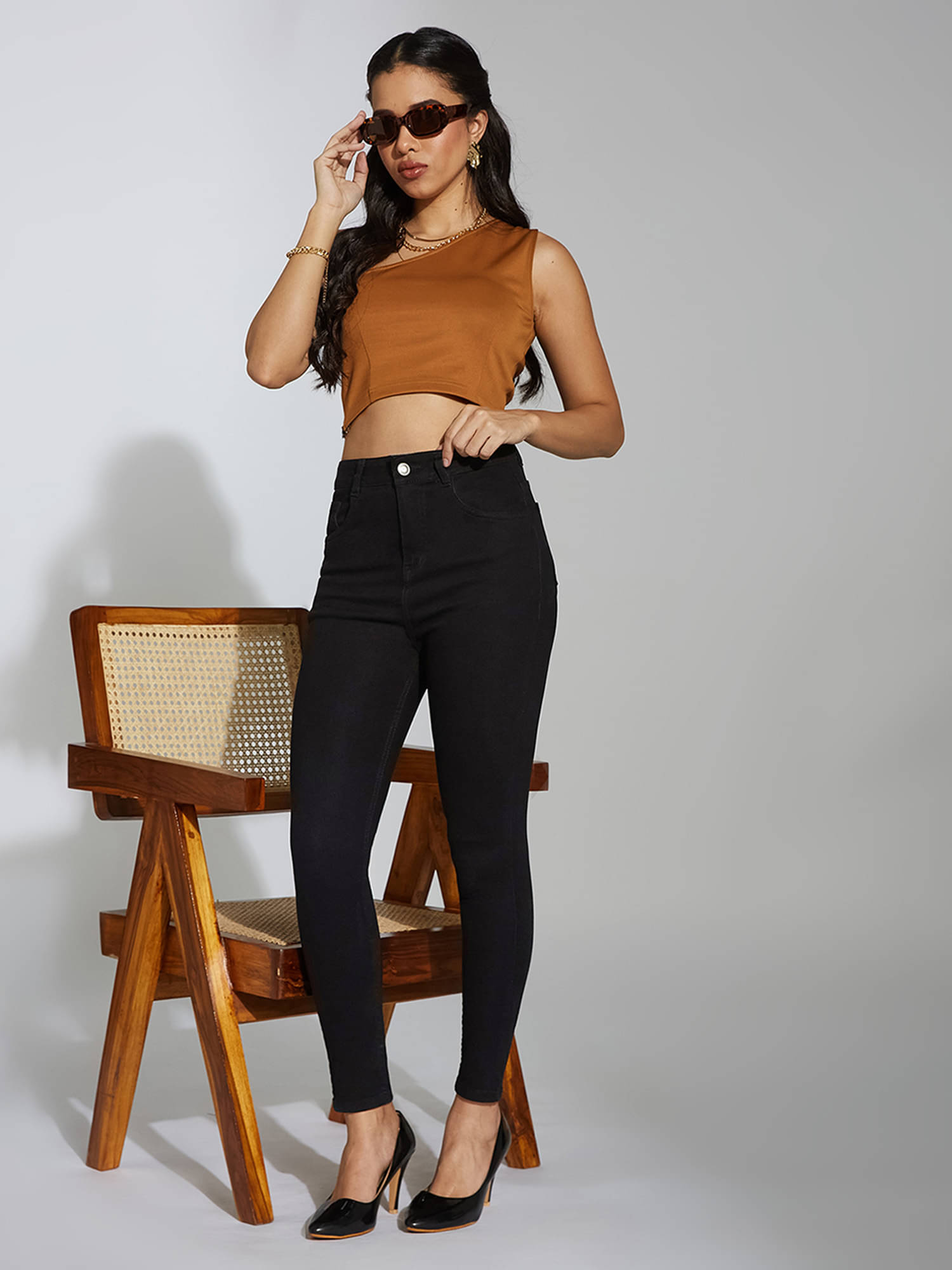     			Miss Chase Women's Skinny Fit High-Rise Jeans ( Black )