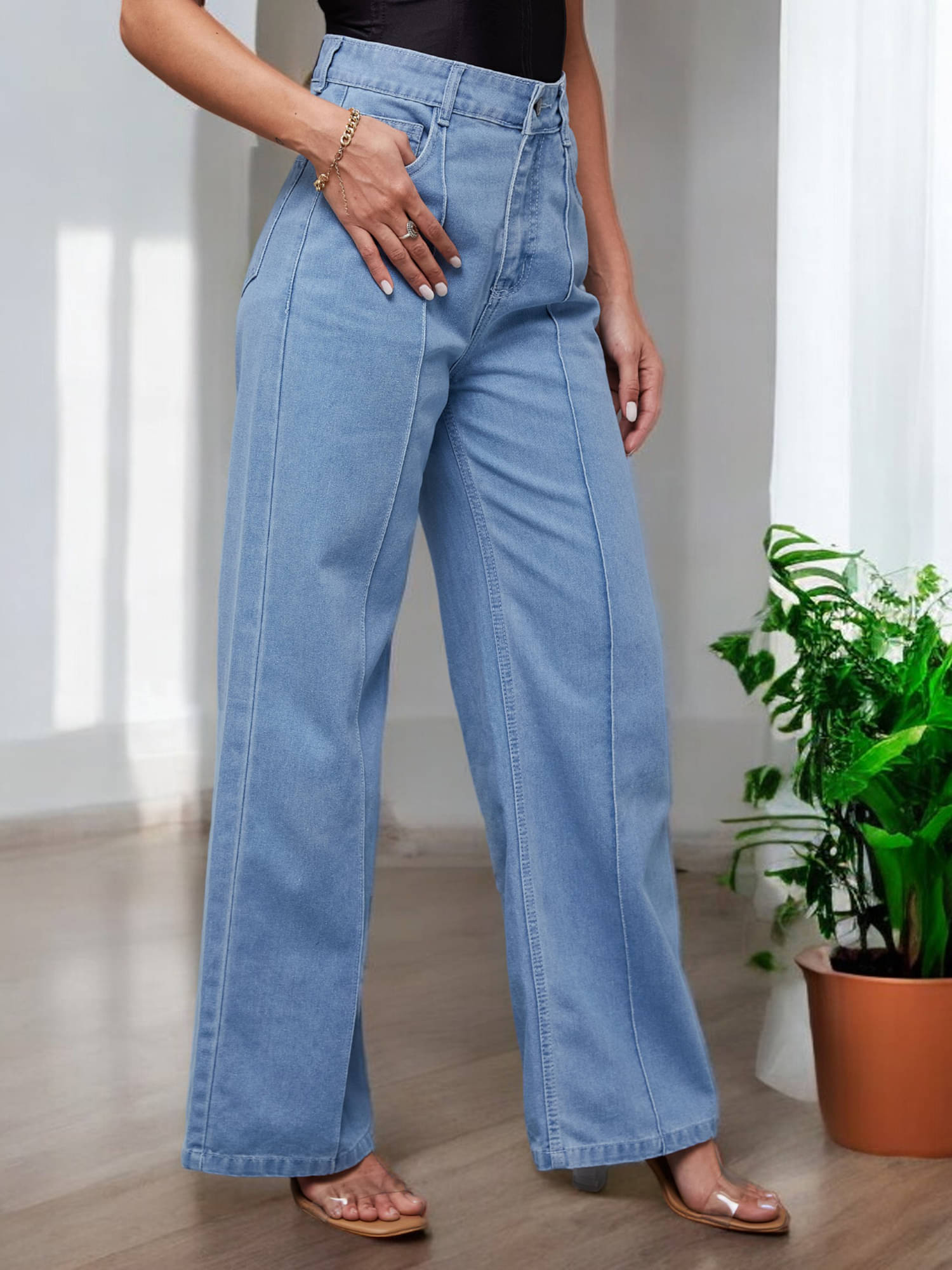     			Miss Chase Women's Straight Fit High-Rise Jeans ( Blue )