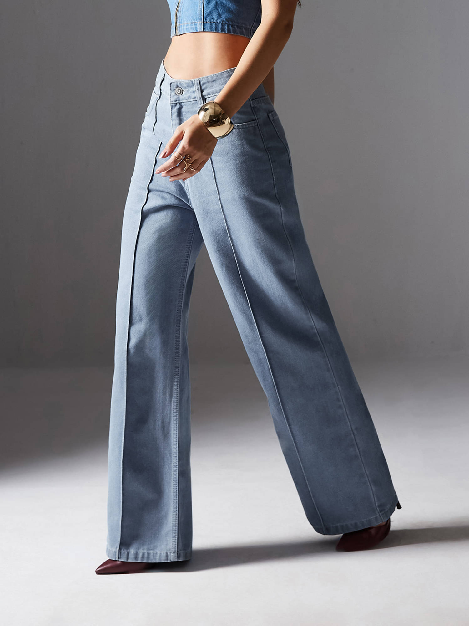     			Miss Chase Women's Straight Fit High-Rise Jeans ( Blue )