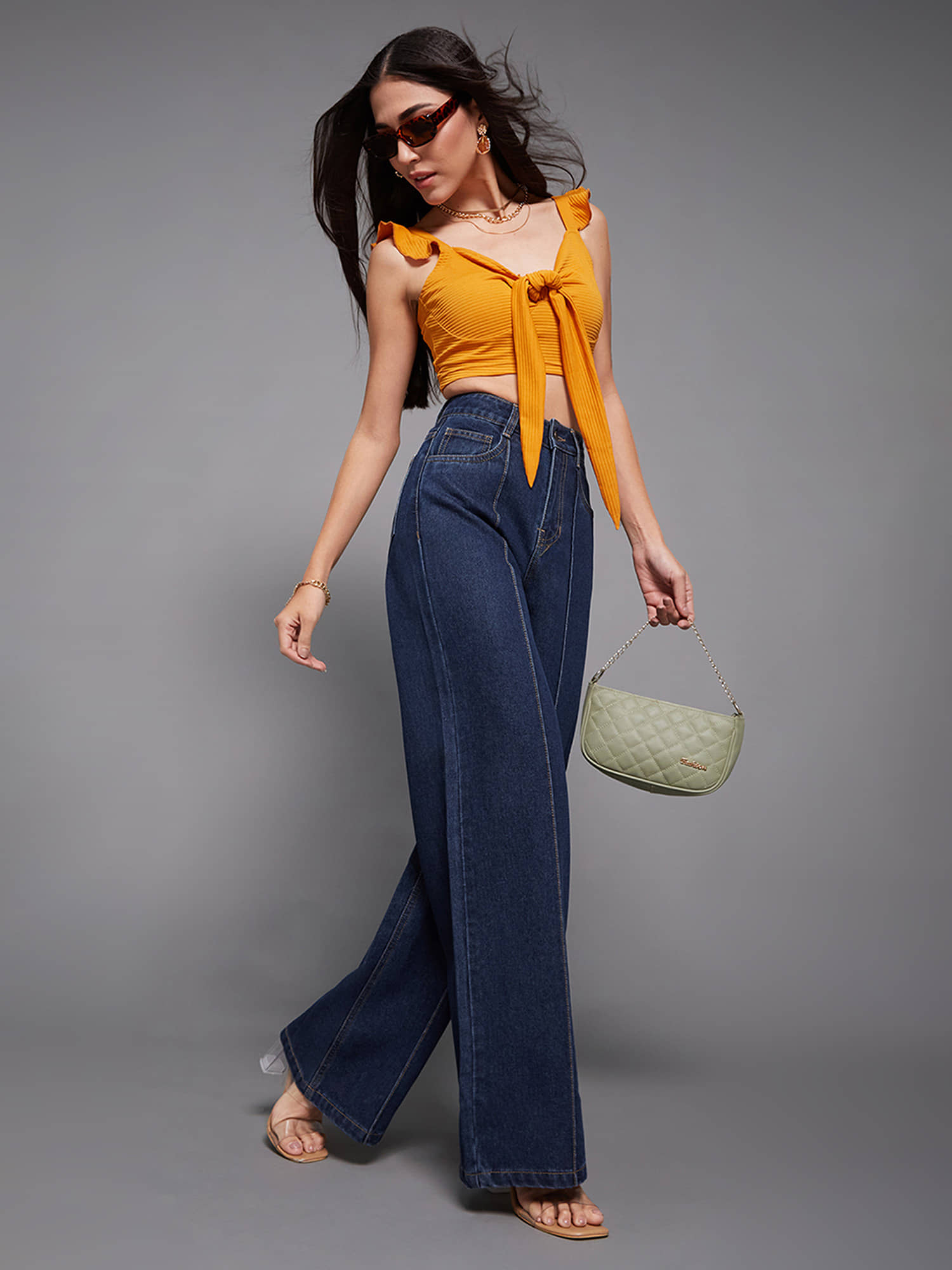 Miss Chase Women's Wide Leg High-Rise Jeans ( Blue ) - Jeans | Buy online on ZillyBuy