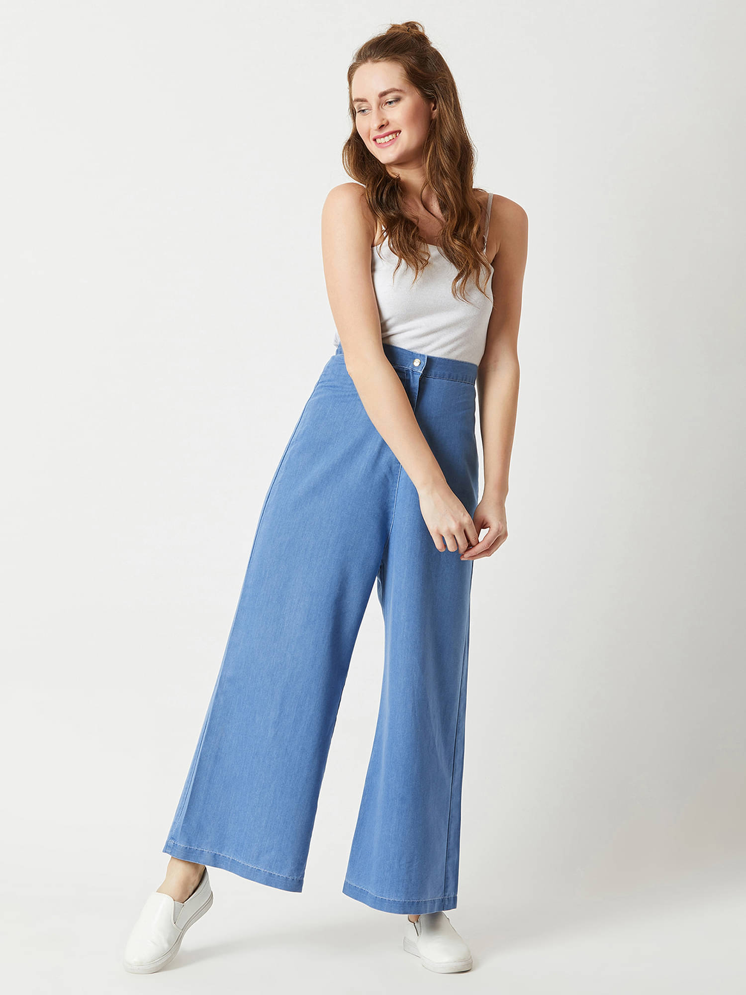     			Miss Chase Women's Wide Leg High-Rise Jeans ( Blue )