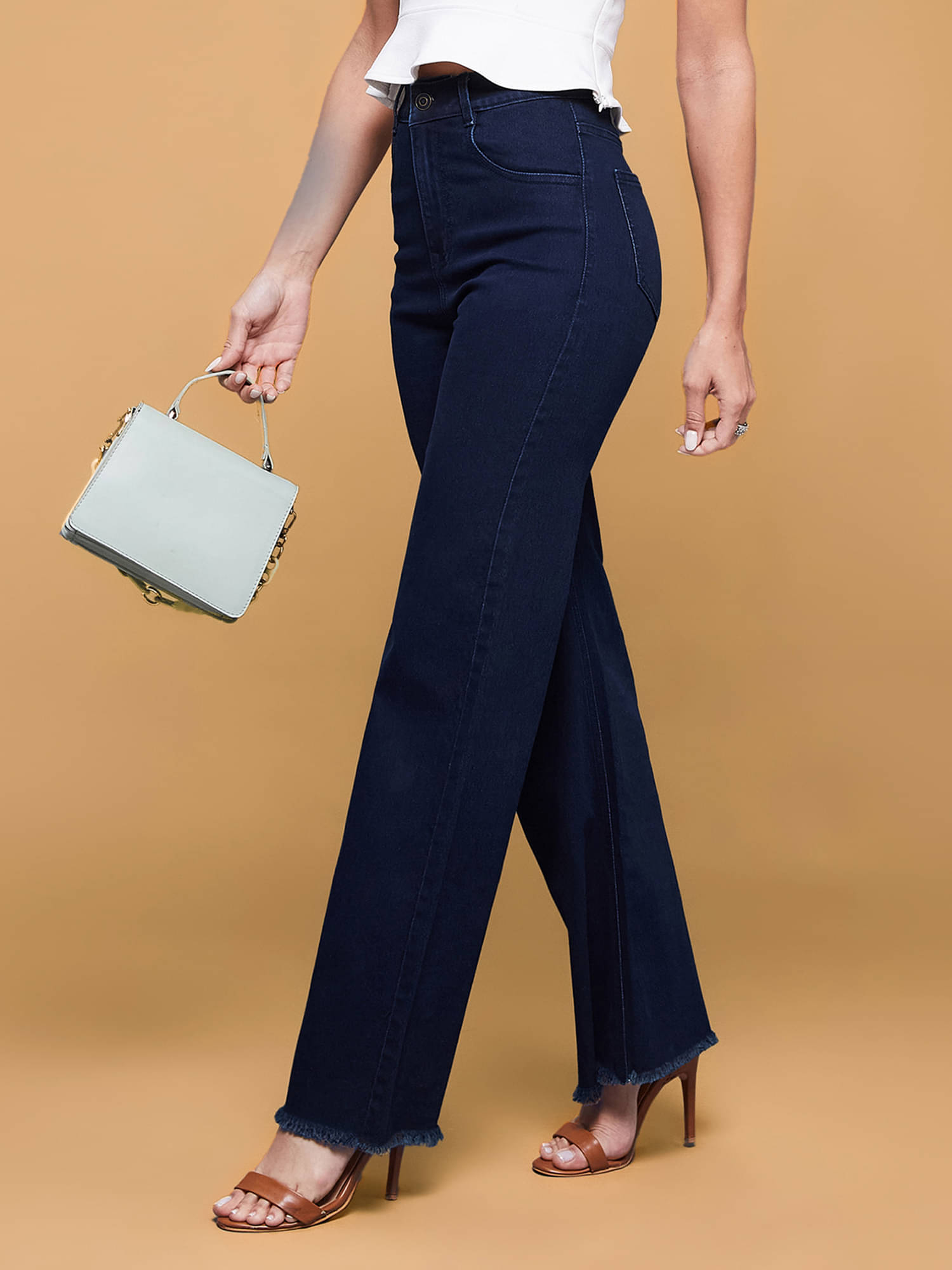     			Miss Chase Women's Wide Leg High-Rise Jeans ( Blue )