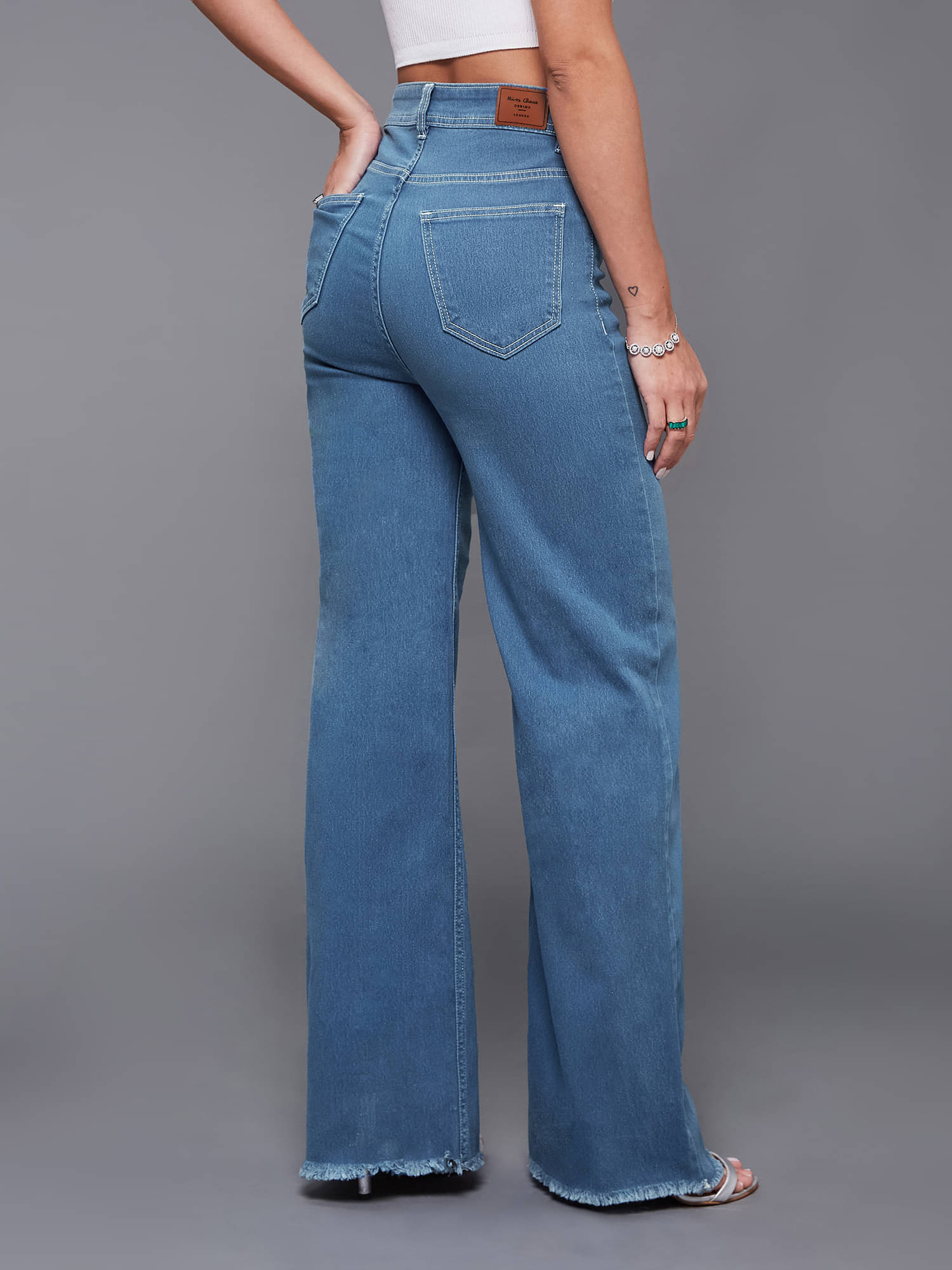     			Miss Chase Women's Wide Leg High-Rise Jeans ( Blue )