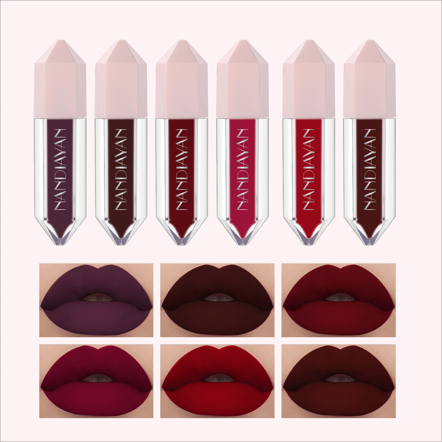     			NANDIAYAN Wine,Coffee,Red,Maroon Natural Long Lasting Liquid Lipstick ( Pack of 6 )