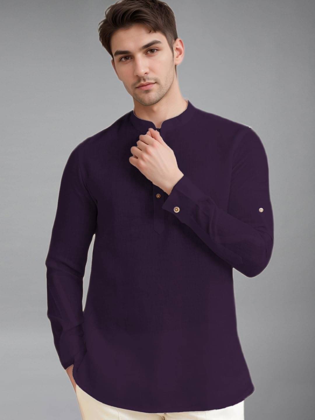     			Navkanj Magenta Cotton Blend Men's Shirt Style Kurta ( Pack of 1 )