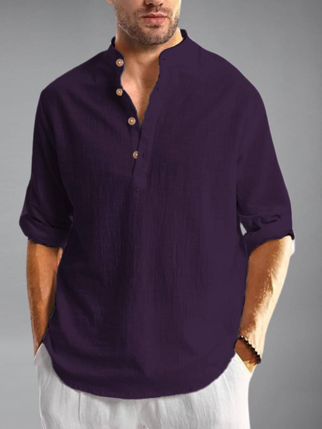 Navkanj Magenta Cotton Blend Men's Shirt Style Kurta ( Pack of 1 ) Navkanj Magenta Cotton Blend Men's Shirt Style Kurta ( Pack of 1 )