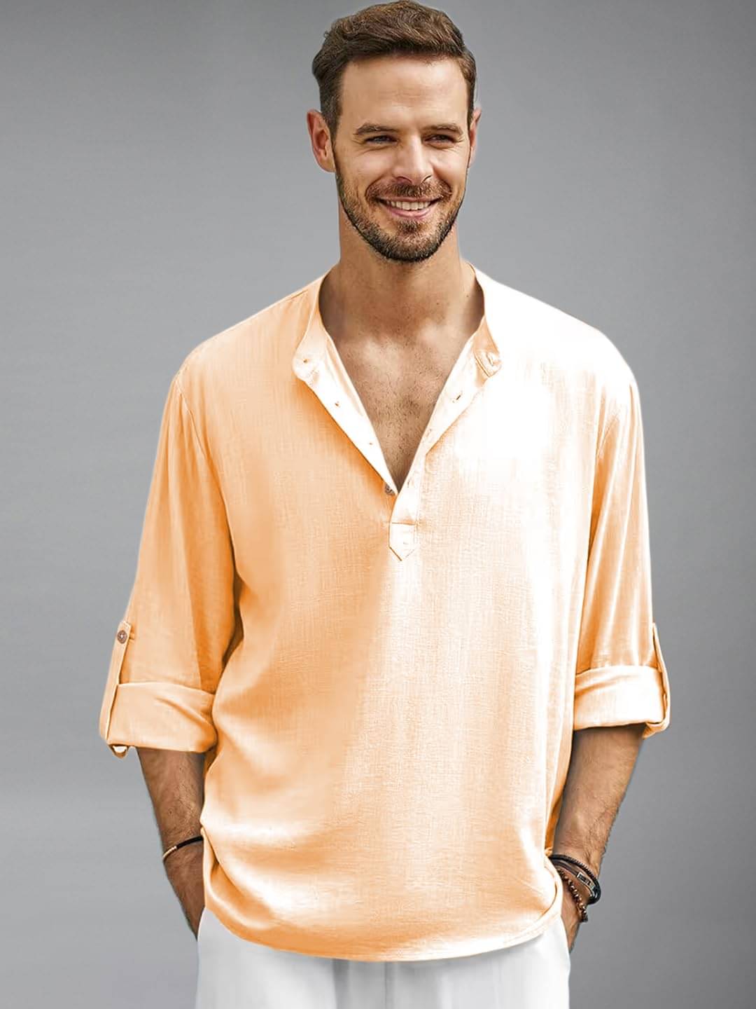     			Navkanj Orange Cotton Blend Men's Shirt Style Kurta ( Pack of 1 )