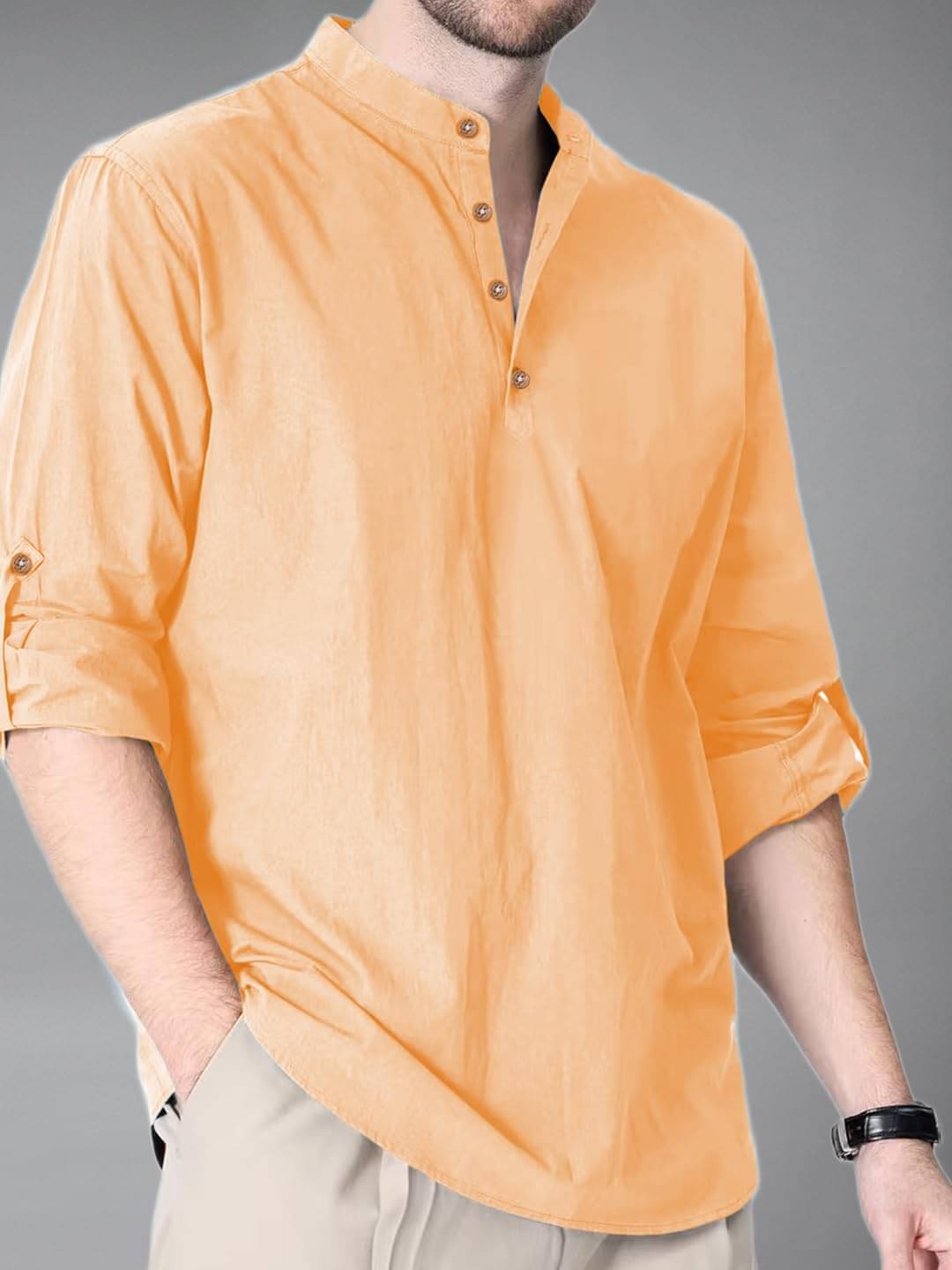     			Navkanj Orange Cotton Blend Men's Shirt Style Kurta ( Pack of 1 )