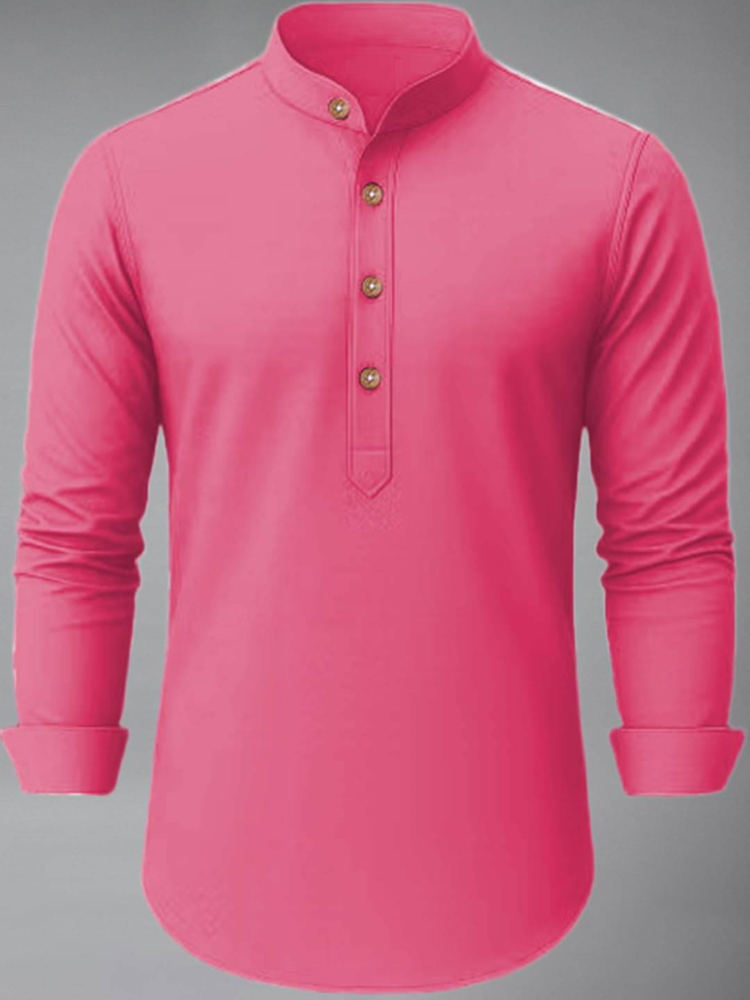     			Navkanj Pink Cotton Blend Men's Shirt Style Kurta ( Pack of 1 )