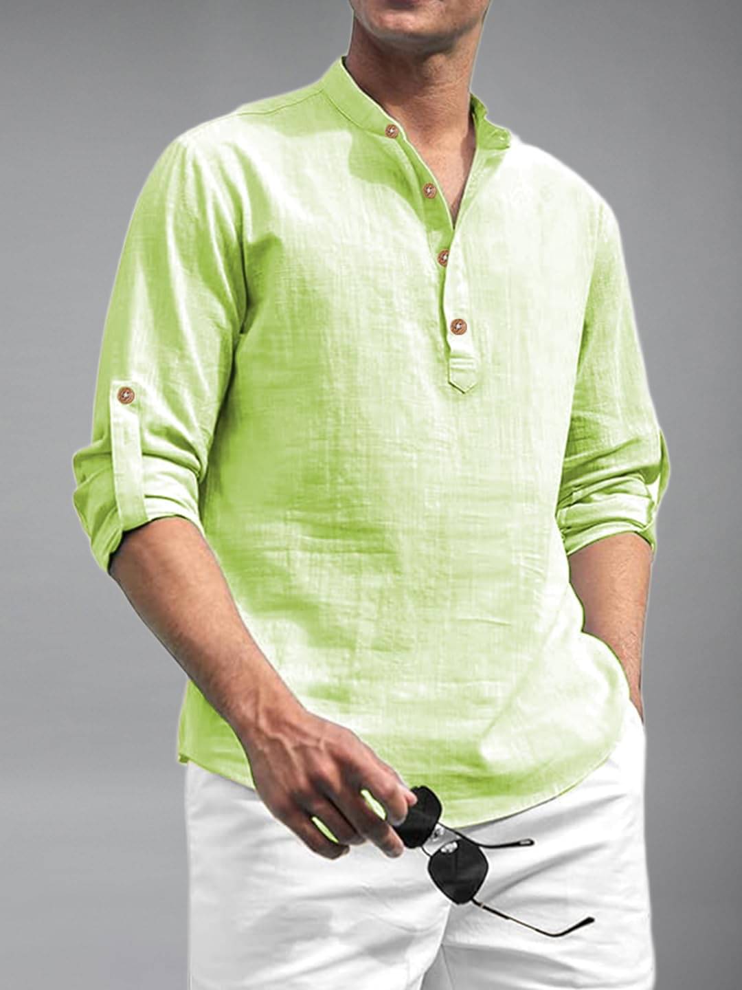     			Navkanj Sea Green Cotton Blend Men's Shirt Style Kurta ( Pack of 1 )