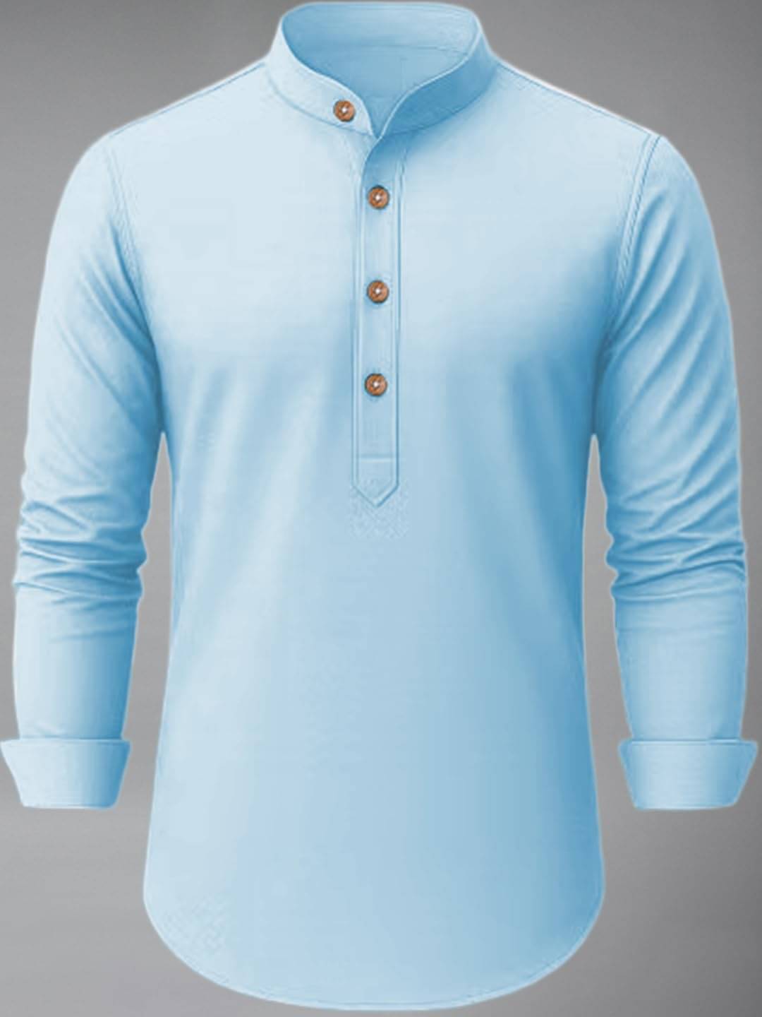     			Navkanj Sky Blue Cotton Blend Men's Shirt Style Kurta ( Pack of 1 )