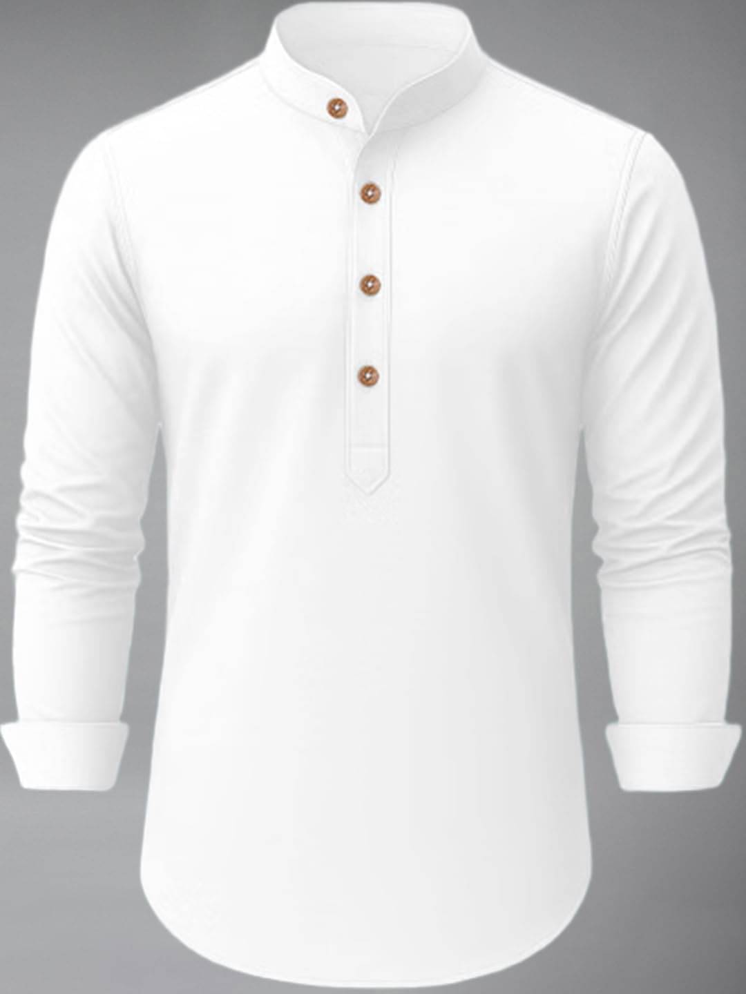 Navkanj White Cotton Blend Men's Shirt Style Kurta ( Pack of 1 )     			Navkanj White Cotton Blend Men's Shirt Style Kurta ( Pack of 1 )