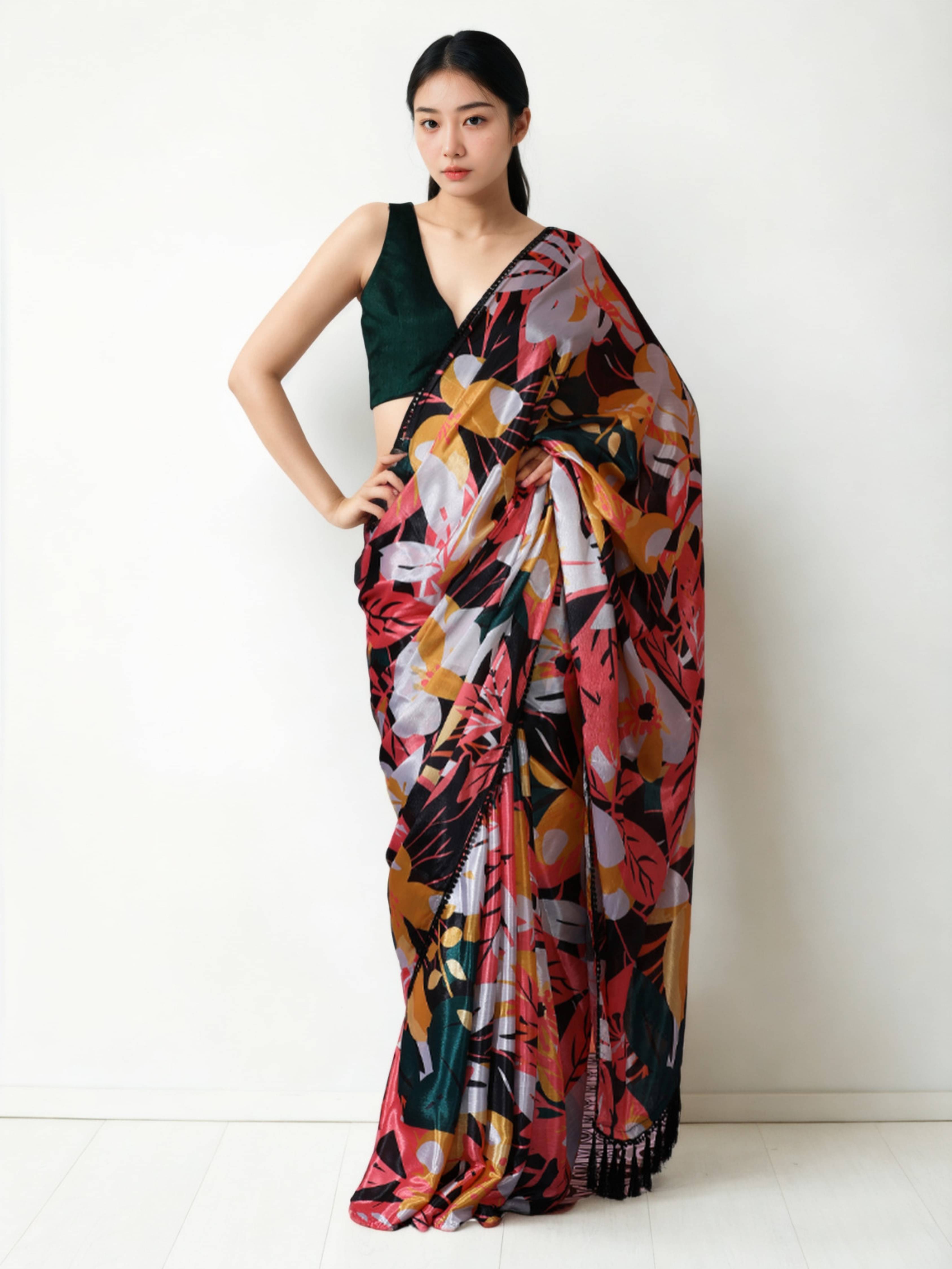     			PANZORA Chiffon Solid Regular Saree With Unstitched Blouse Piece ( Green )