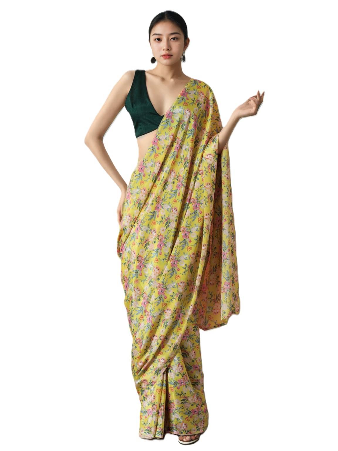     			PANZORA Cotton Solid Regular Saree With Unstitched Blouse Piece ( Yellow )