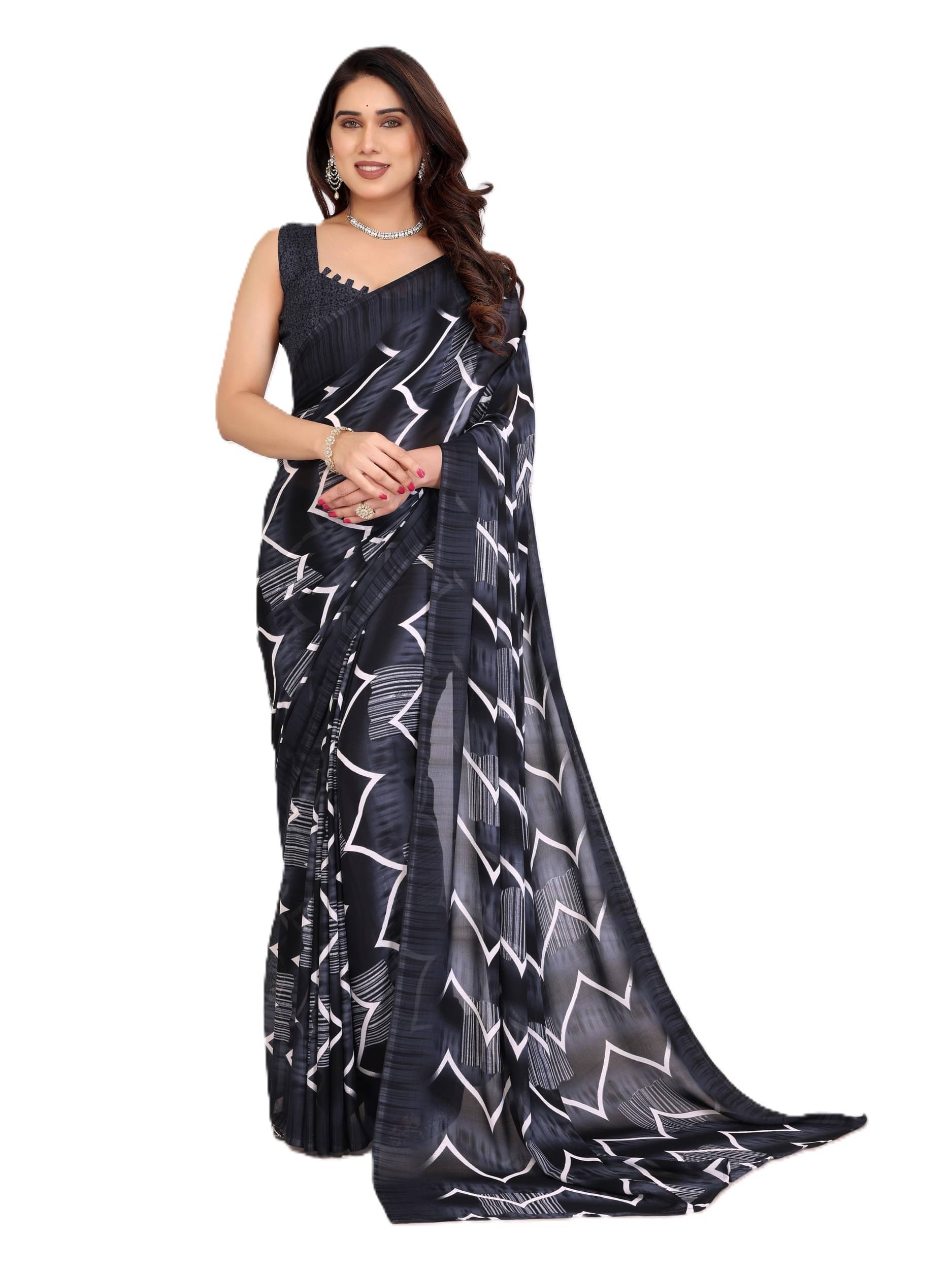     			PANZORA Georgette Solid Regular Saree With Unstitched Blouse Piece ( Black )