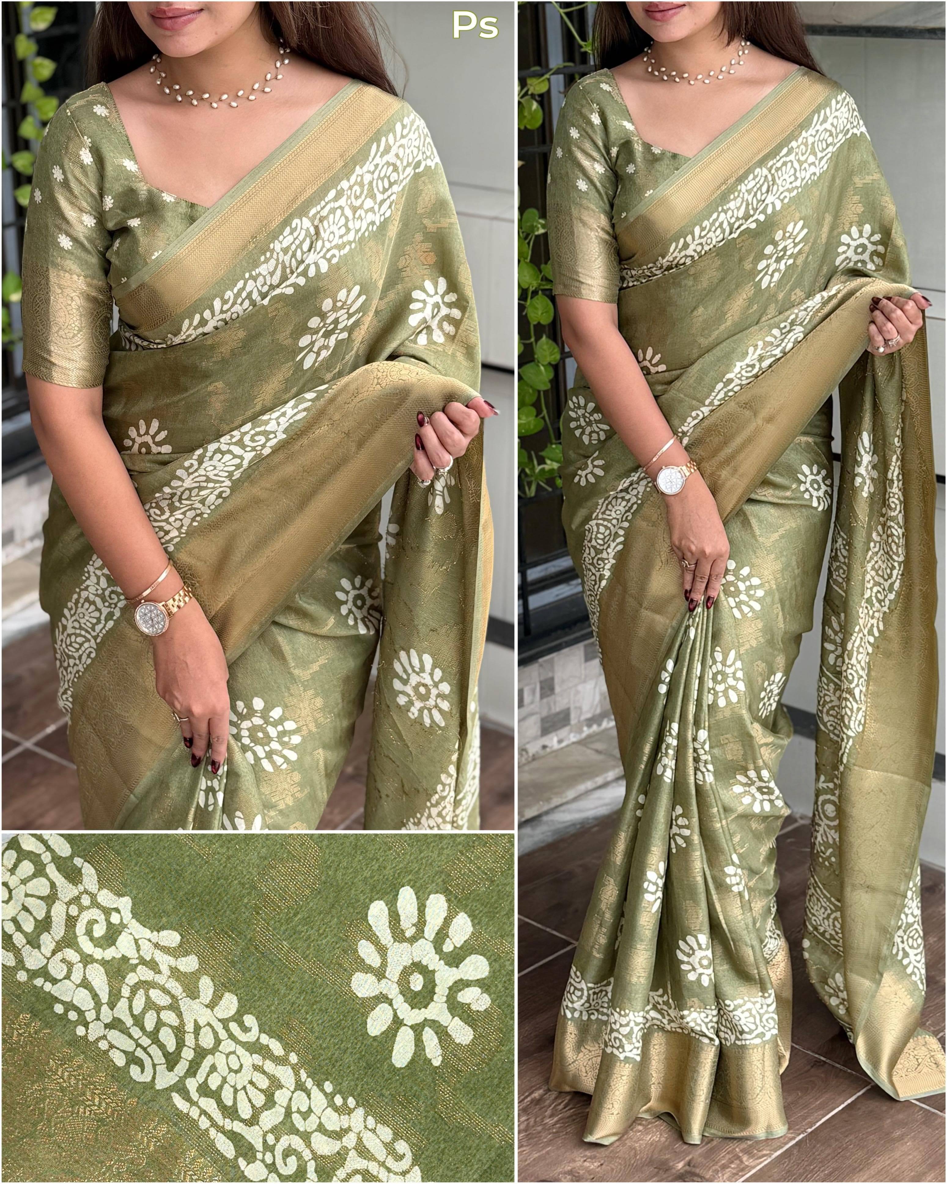     			PANZORA Silk Blend Solid Regular Saree With Unstitched Blouse Piece ( Green )