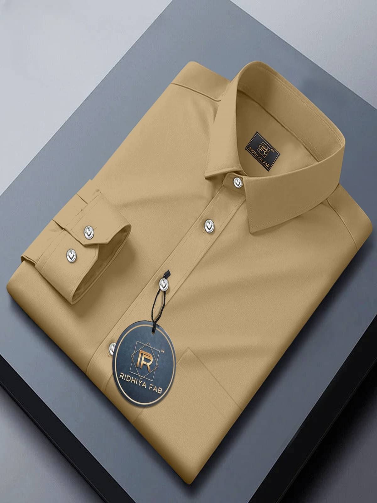 Ridhiya Fab Cotton Blend Regular Fit Full Sleeves Men's Formal Shirt - Cream ( Pack of 1 )     			Ridhiya Fab Cotton Blend Regular Fit Full Sleeves Men's Formal Shirt - Cream ( Pack of 1 )