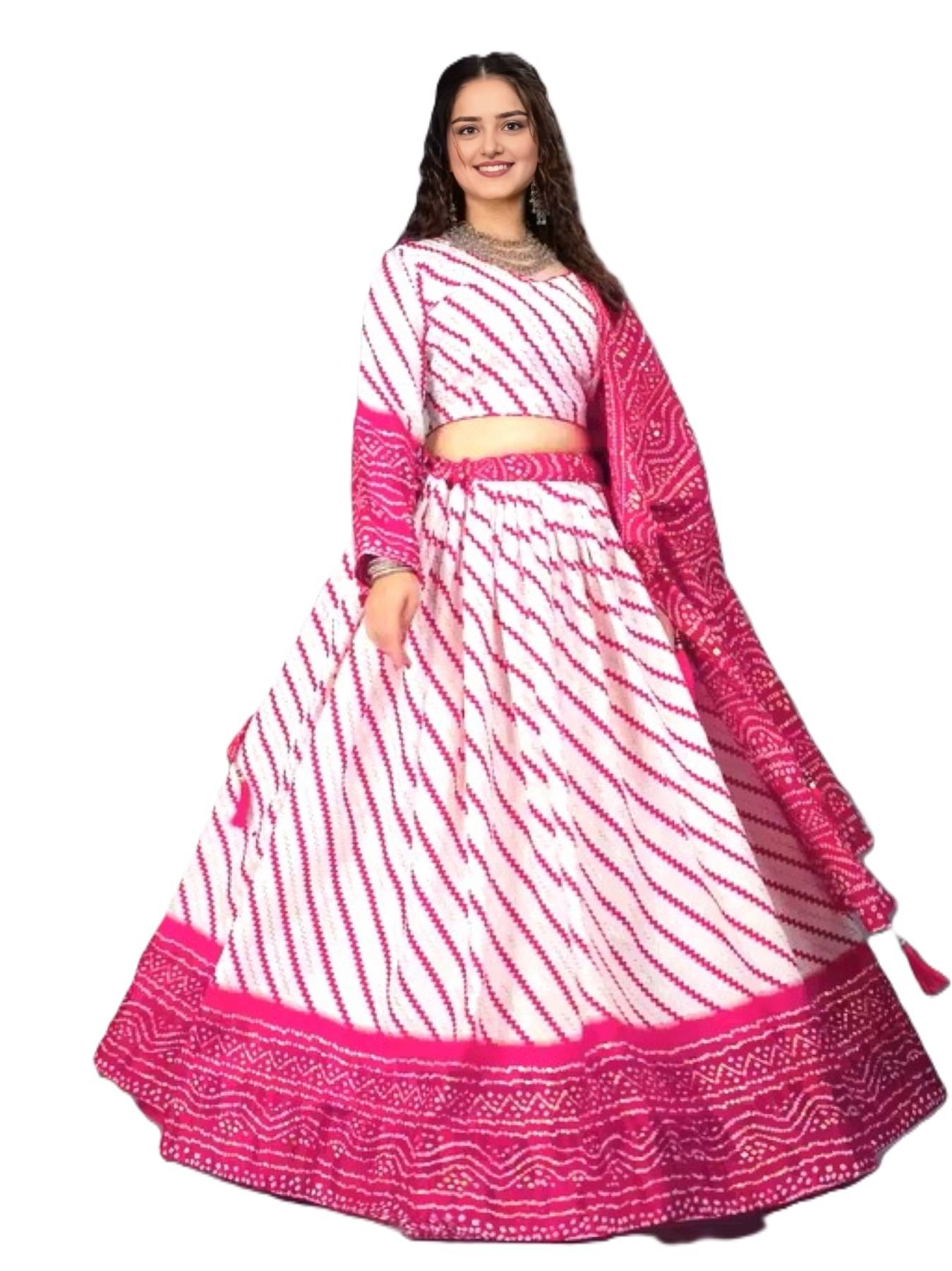 Rv fashion Rayon Lehenga Choli Set For Girls ( Pack of 1 , Pink,White ) Rv fashion Rayon Lehenga Choli Set For Girls ( Pack of 1 , Pink,White )