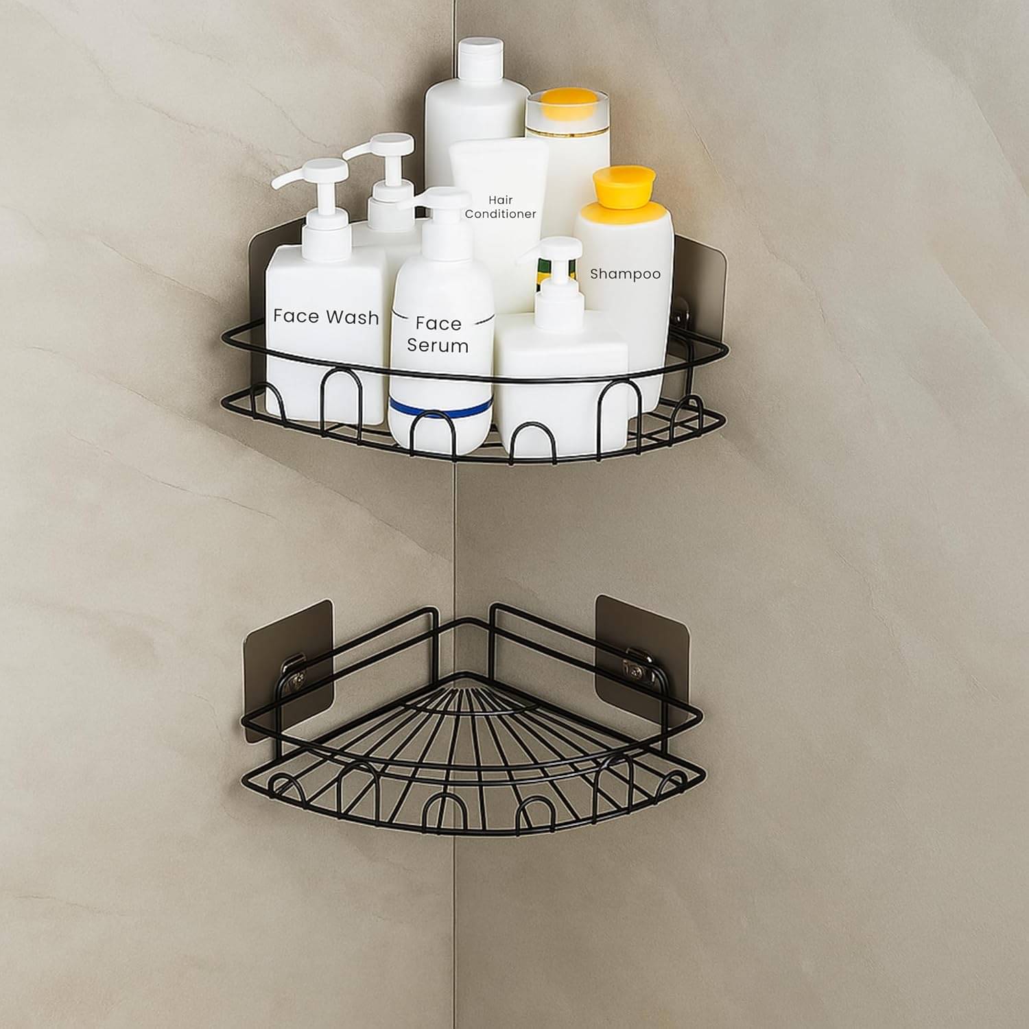     			SPIX Black Stainless Steel Storage Racks ( Pack of 2 )