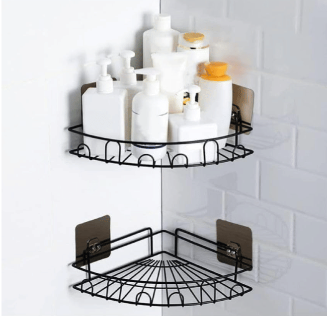     			SPIX Black Stainless Steel Storage Racks ( Pack of 2 )
