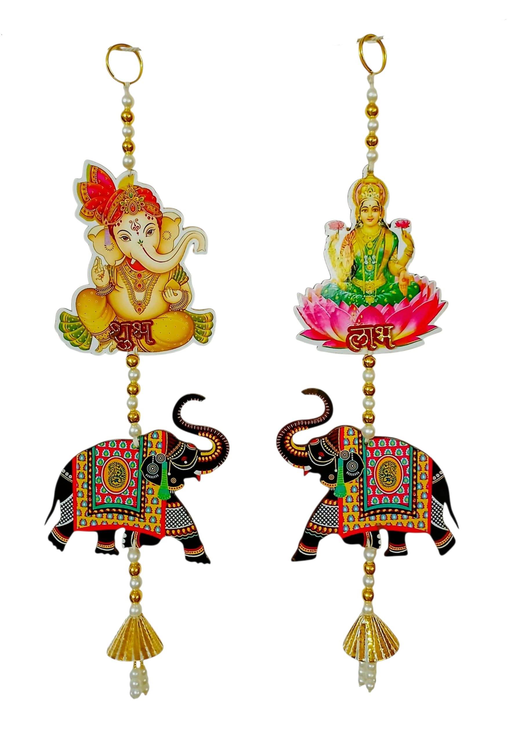 Shubh Labh Ganesh Lakshmi Wall Hanging with Elephant Design | Traditional Indian Wall Decor for Diwali, Mandir, Pooja Room & Home Decoration     			Shubh Labh Ganesh Lakshmi Wall Hanging with Elephant Design | Traditional Indian Wall Decor for Diwali, Mandir, Pooja Room & Home Decoration