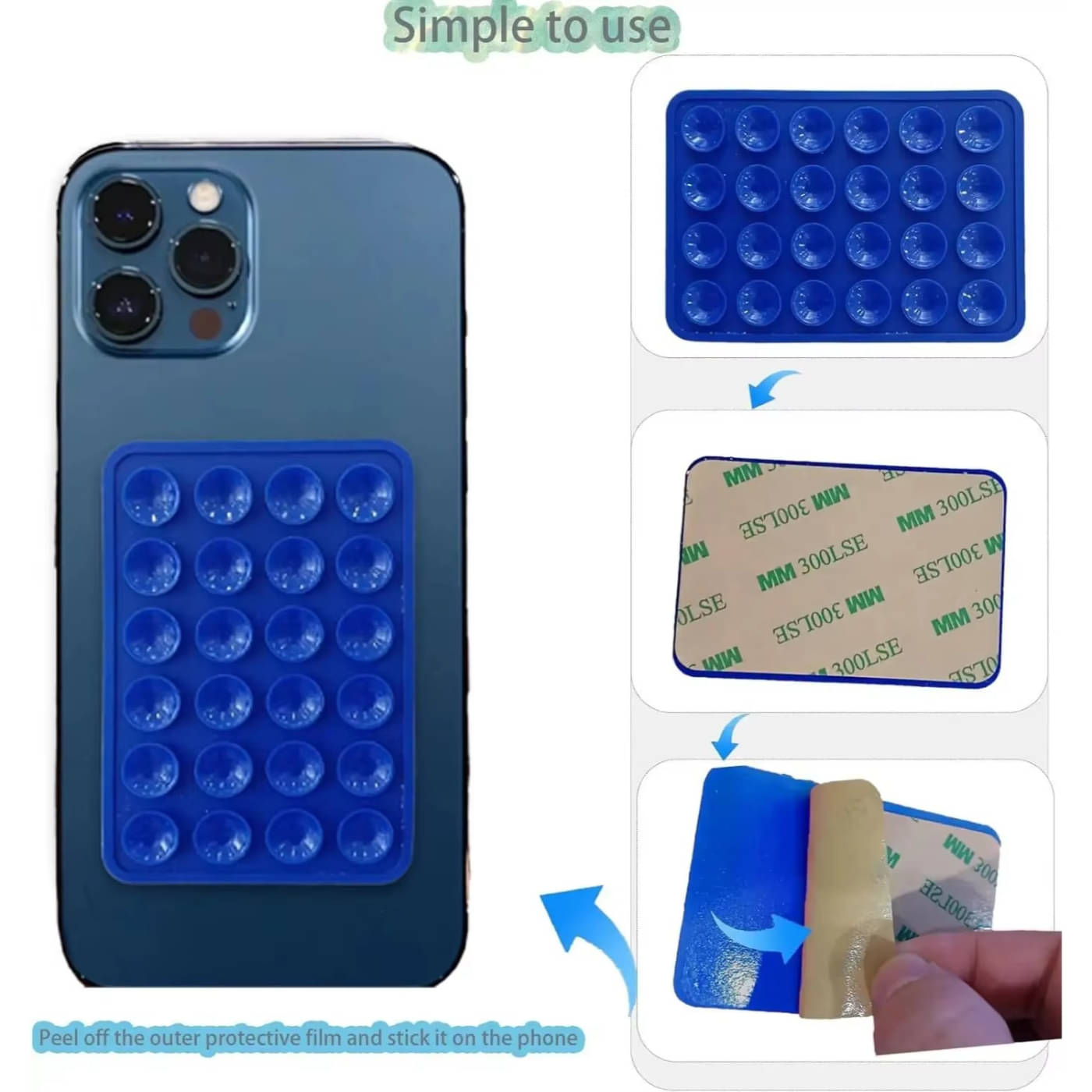     			Silicone Suction Phone Case with 24 Suction Cups | Hands-Free Mobile Holder for Wall, Mirror, Glass, Tile, Car Dashboard | Universal Grip Cover for iPhone & Android Smartphones (Multicolor - 1 Pack )