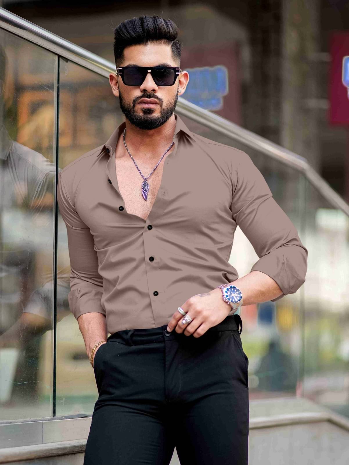     			Style Horizon Poly Cotton Regular Fit Full Sleeves Men's Formal Shirt - Brown ( Pack of 1 )