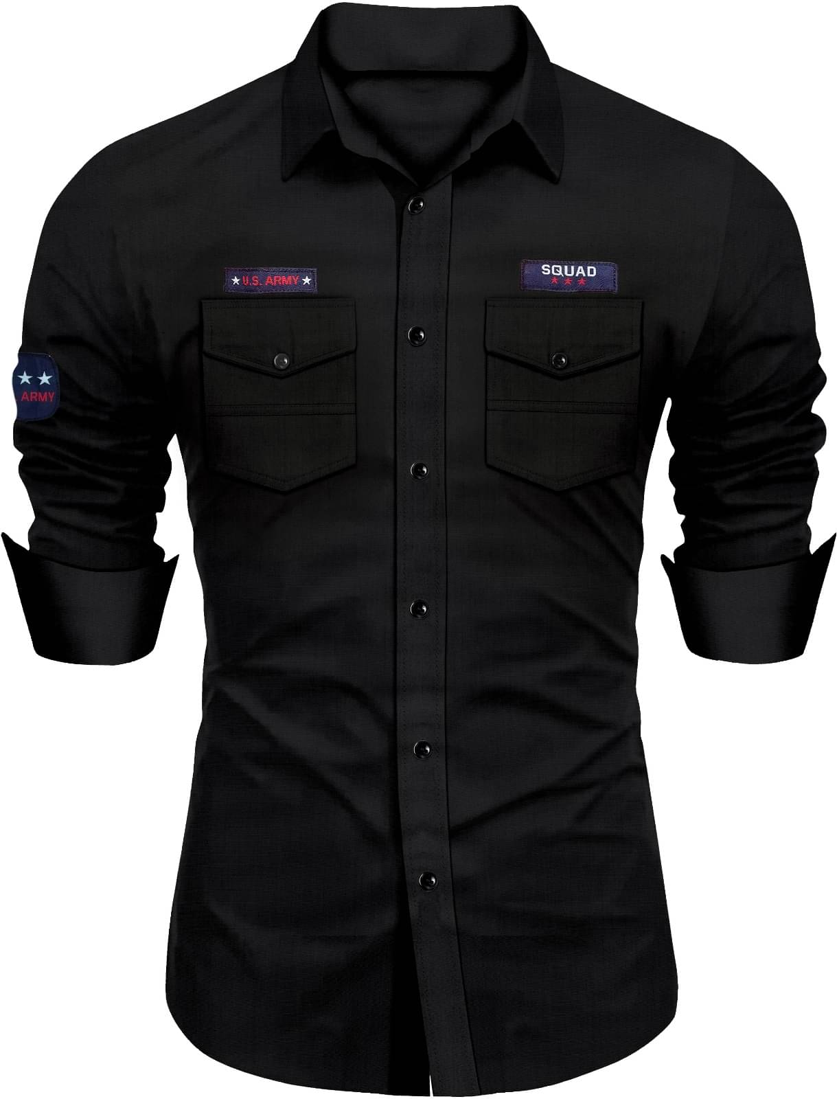     			Style Horizon Poly Cotton Regular Fit Solids Full Sleeves Men's Casual Shirt - Black ( Pack of 1 )