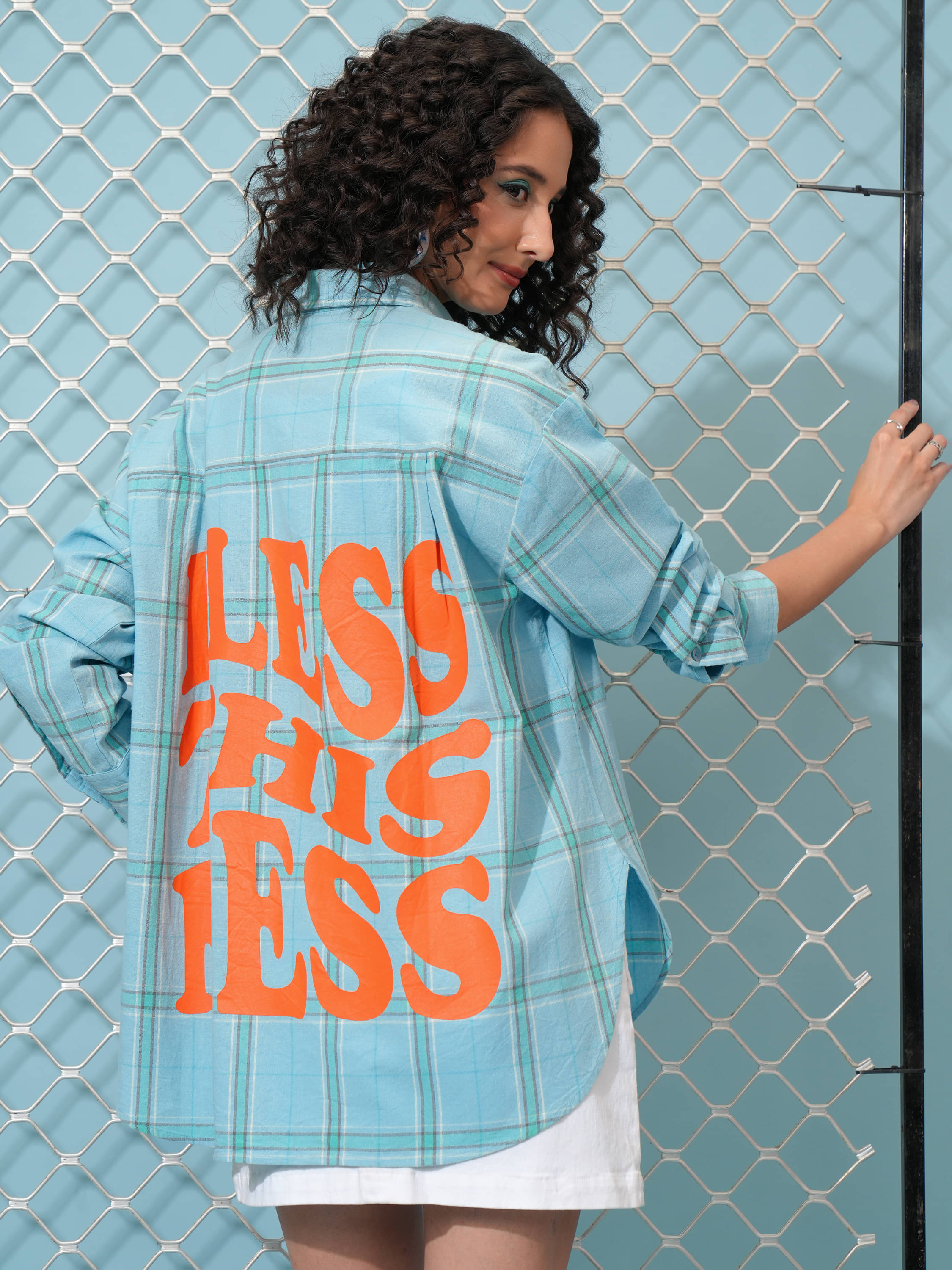 Tokyo Talkies Women Checked Cotton Shirt ( Blue ) Tokyo Talkies Women Checked Cotton Shirt ( Blue )