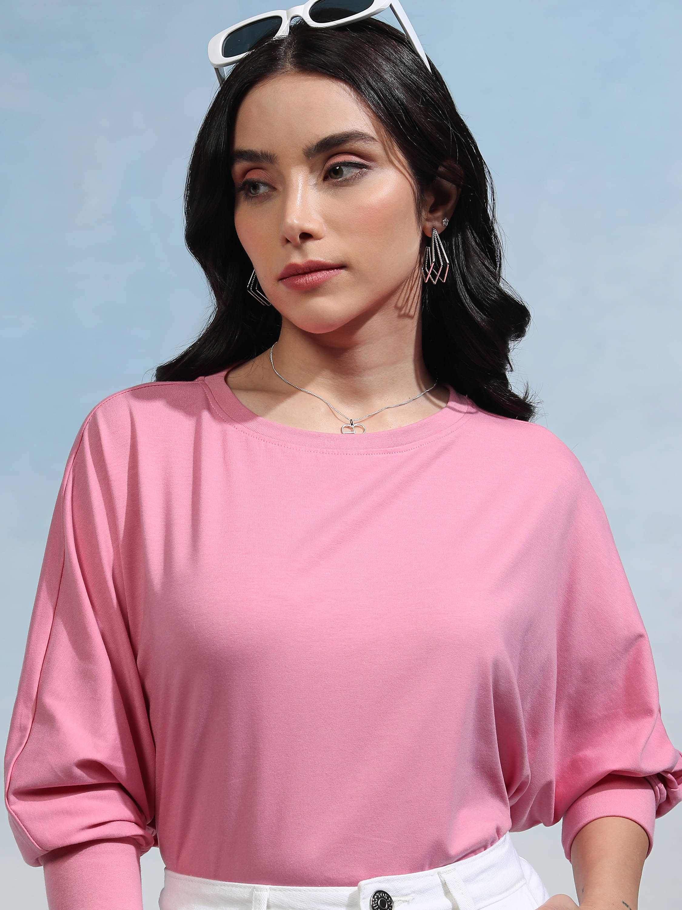     			Tokyo Talkies Women Cotton Blend Solid Regular Fit Round Neck T-Shirt ( Pink )