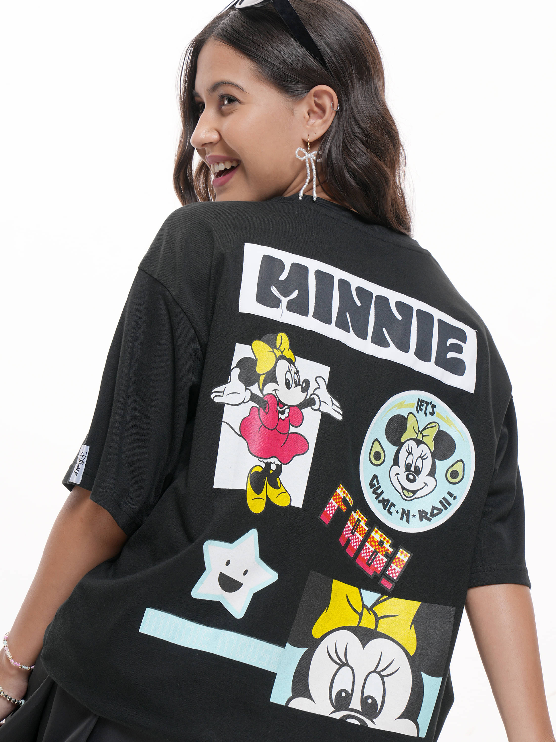     			Tokyo Talkies Women Cotton Printed Oversized Fit Round Neck T-Shirt ( Black )