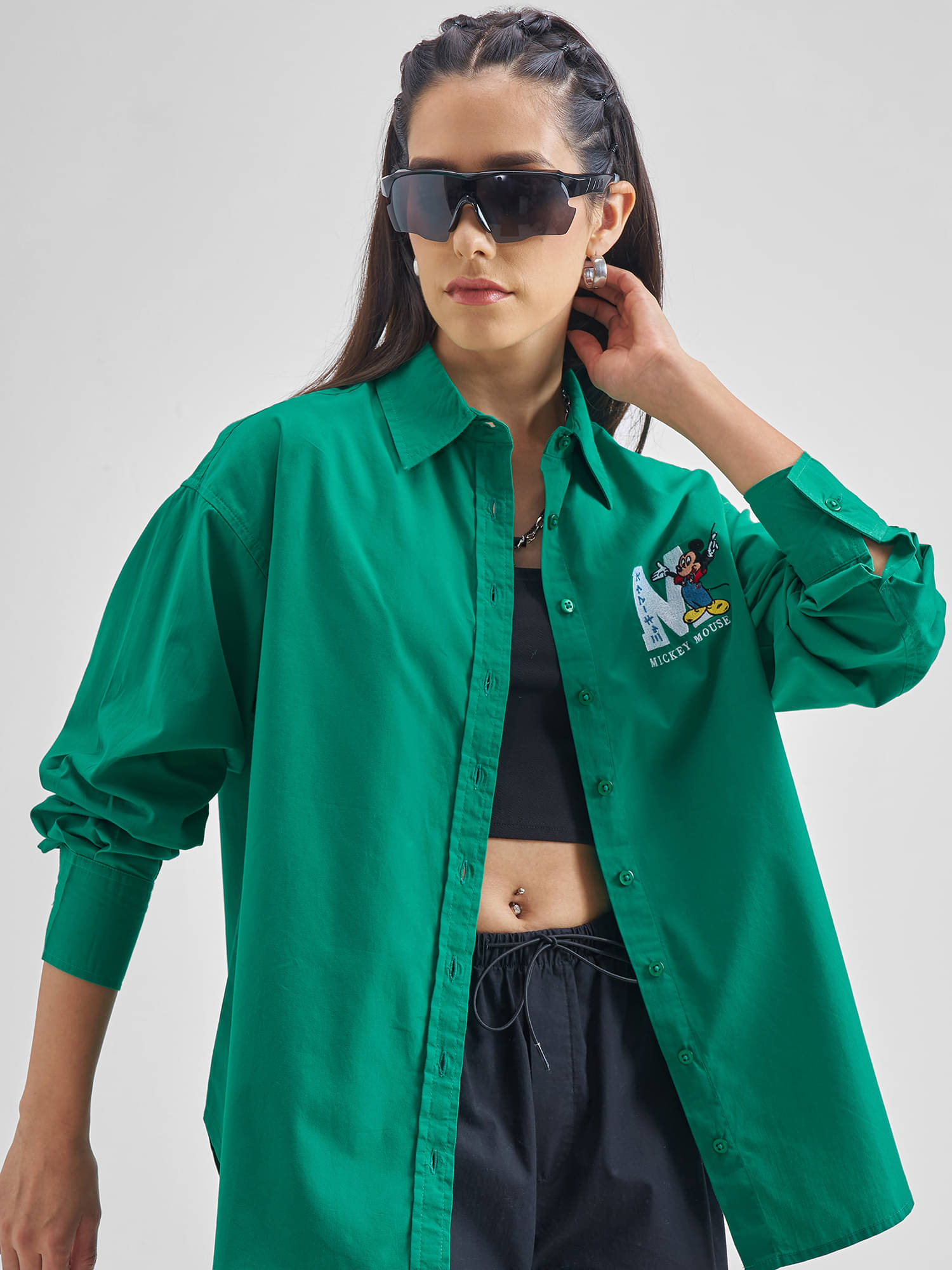     			Tokyo Talkies Women Printed Cotton Shirt ( Green )