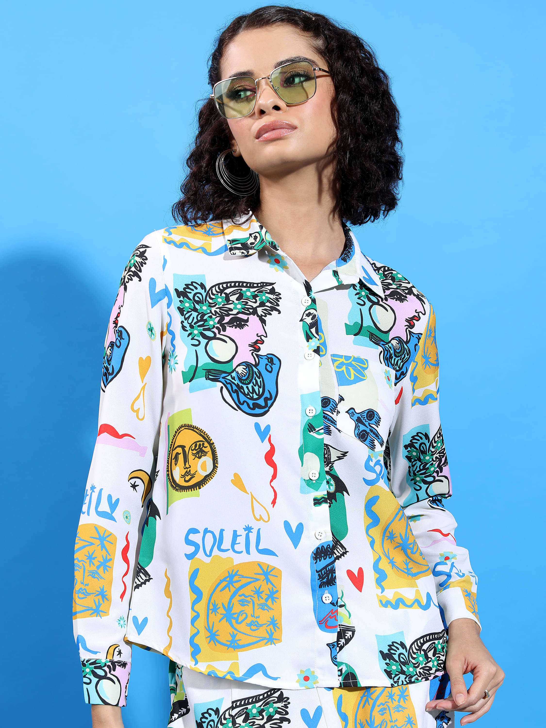     			Tokyo Talkies Women Printed Polyester Shirt ( Multicolor )