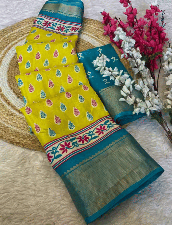 VAANISRI Cotton Printed Regular Saree With Unstitched Blouse Piece ( Yellow ) VAANISRI Cotton Printed Regular Saree With Unstitched Blouse Piece ( Yellow )