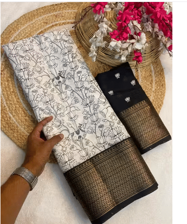 VAANISRI Cotton Printed Regular Saree With Unstitched Blouse Piece ( Off White ) VAANISRI Cotton Printed Regular Saree With Unstitched Blouse Piece ( Off White )