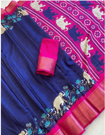     			VAANISRI Cotton Printed Regular Saree With Unstitched Blouse Piece ( Blue )