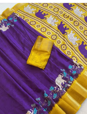 VAANISRI Cotton Printed Regular Saree With Unstitched Blouse Piece ( Lavender ) VAANISRI Cotton Printed Regular Saree With Unstitched Blouse Piece ( Lavender )
