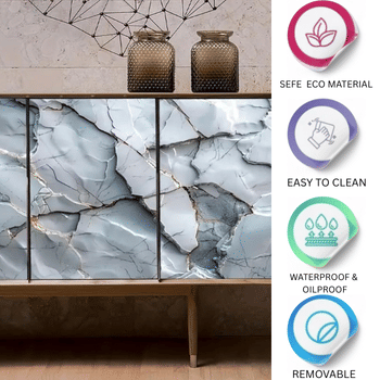     			ZAPPYPOP Luxury 3D Marble Crack Design Waterproof Self Adhesive Wallpaper for Kitchen, Wall & Furniture(Pack of 1)