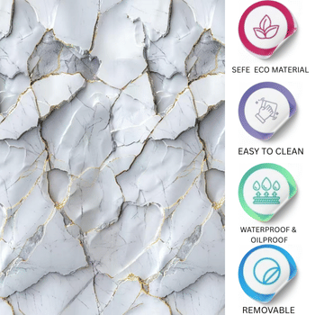     			ZAPPYPOP Luxury 3D Marble Crack Design Waterproof Self Adhesive Wallpaper for Kitchen, Wall & Furniture(Pack of 1)