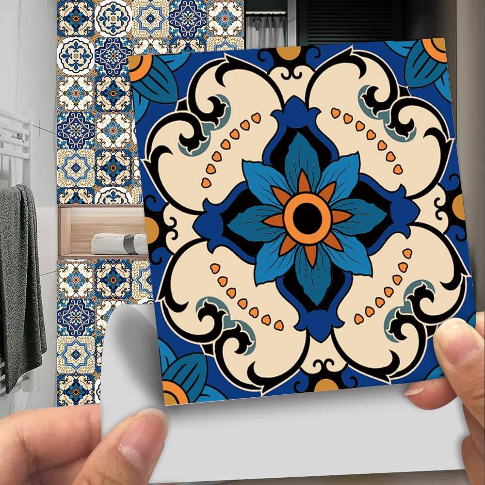     			ZAPPYPOP Mediterranean Tile Print Wallpaper for Wall | Self Adhesive Wallpaper Sticker | Kitchen Wallpaper Waterproof | Oil Proof & Heat Resistant Wall Paper Water Proof | Premium Home Decoration Material(Pack of 1)
