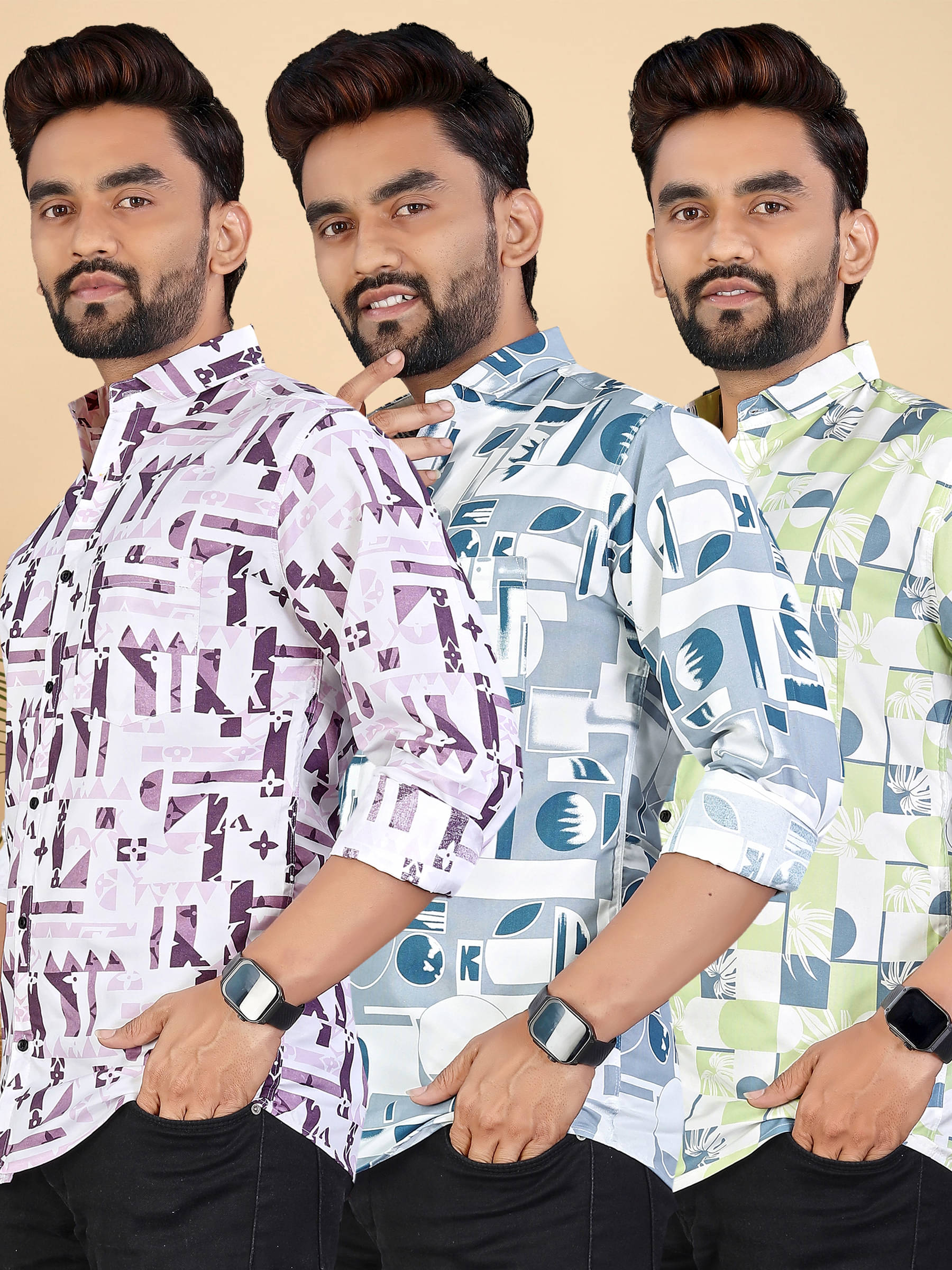 adwynpeter 100% Cotton Regular Fit Printed Full Sleeves Men's Casual Shirt - Multicolor 3 ( Pack of 3 ) adwynpeter 100% Cotton Regular Fit Printed Full Sleeves Men's Casual Shirt - Multicolor 3 ( Pack of 3 )