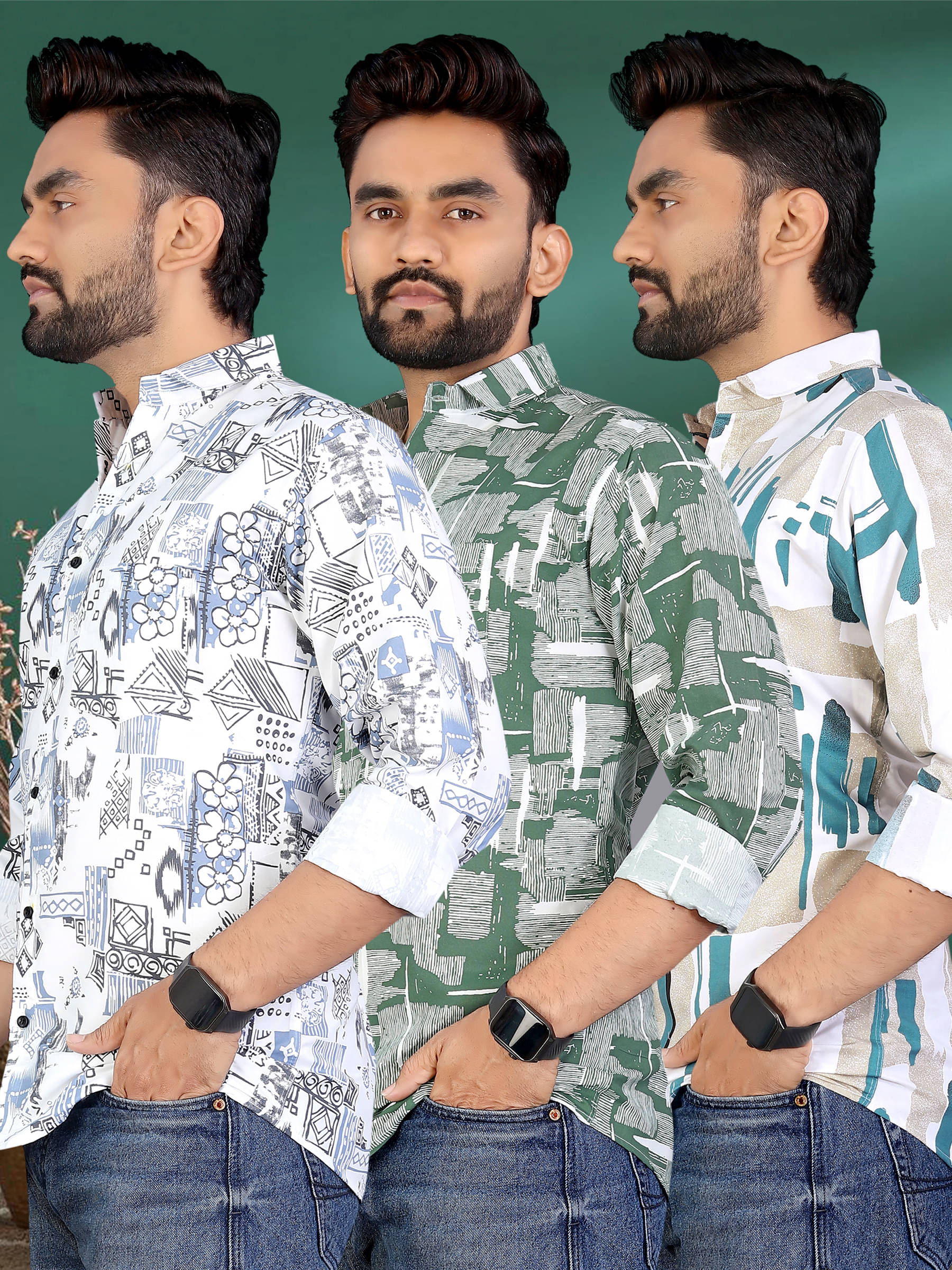adwynpeter 100% Cotton Regular Fit Printed Full Sleeves Men's Casual Shirt - Multicolor 3 ( Pack of 3 ) adwynpeter 100% Cotton Regular Fit Printed Full Sleeves Men's Casual Shirt - Multicolor 3 ( Pack of 3 )